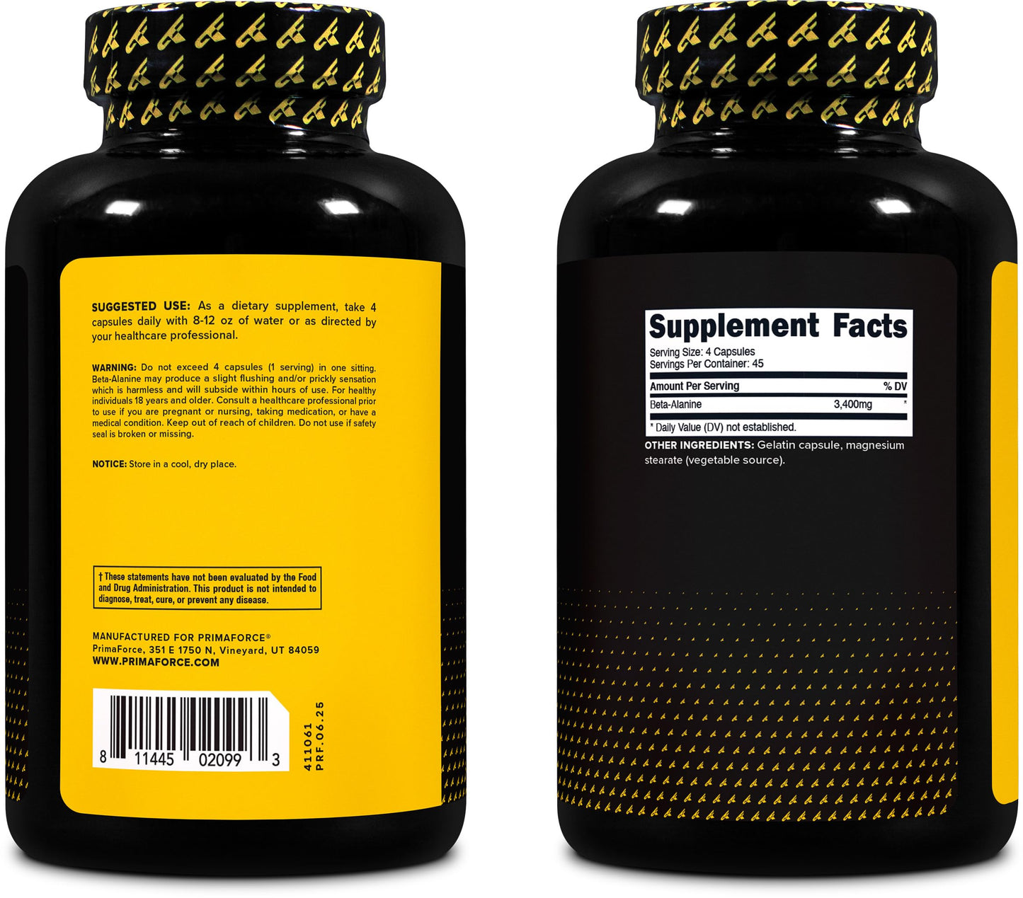 Primaforce Beta Alanine Capsules 3,400mg, 180 Capsules