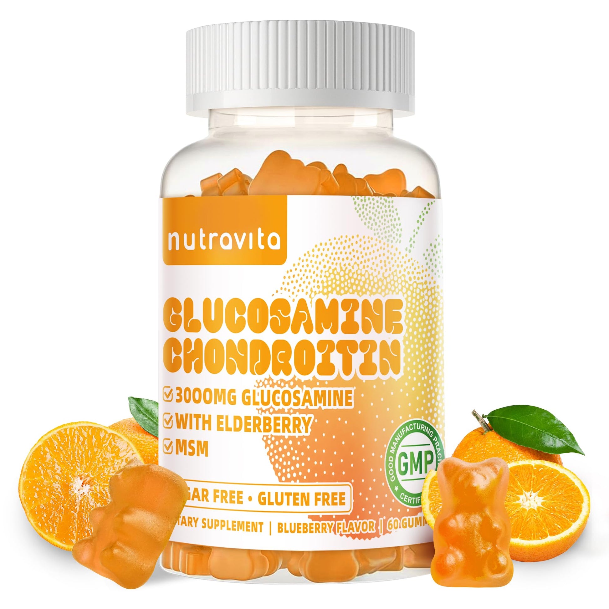 Nutravita Glucosamine Chondroitin Gummies with MSM & Elderberry Extra Strength - 60 Count
