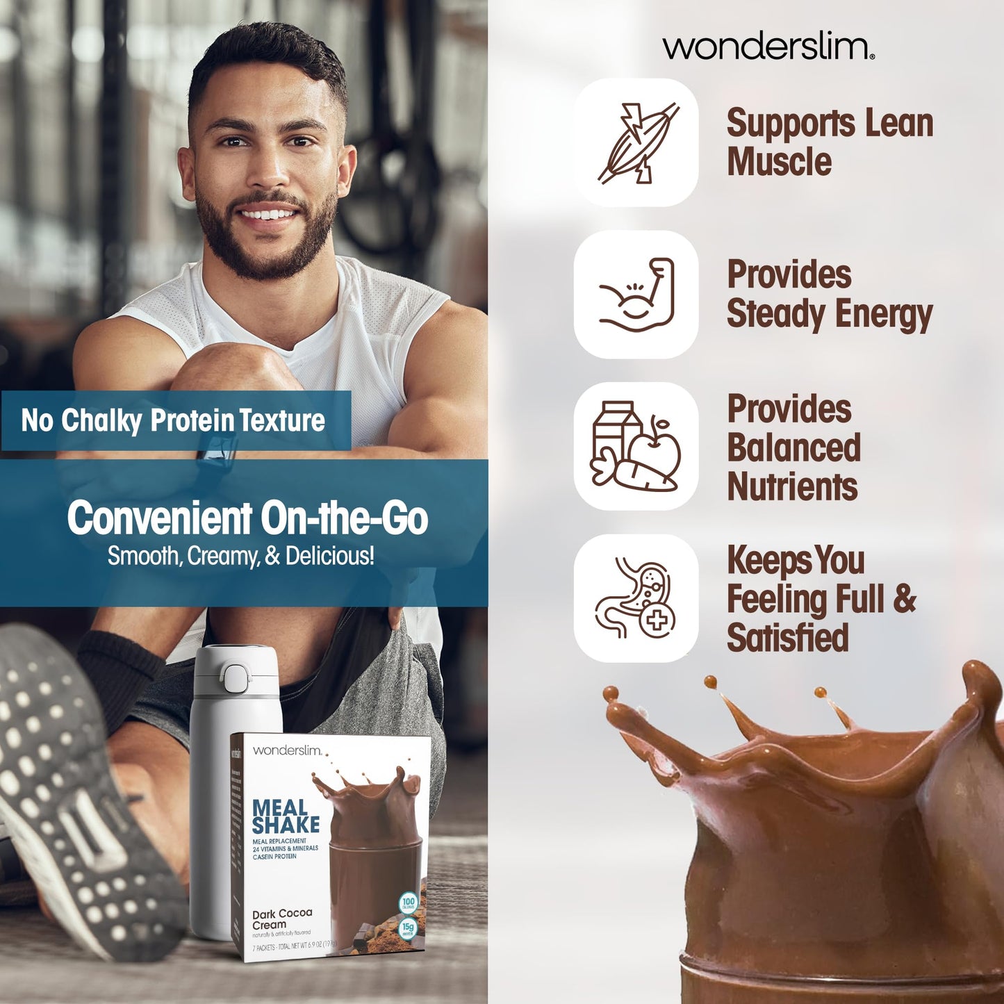 WonderSlim Protein Meal Replacement Shake Powder Dark Cocoa Cream
