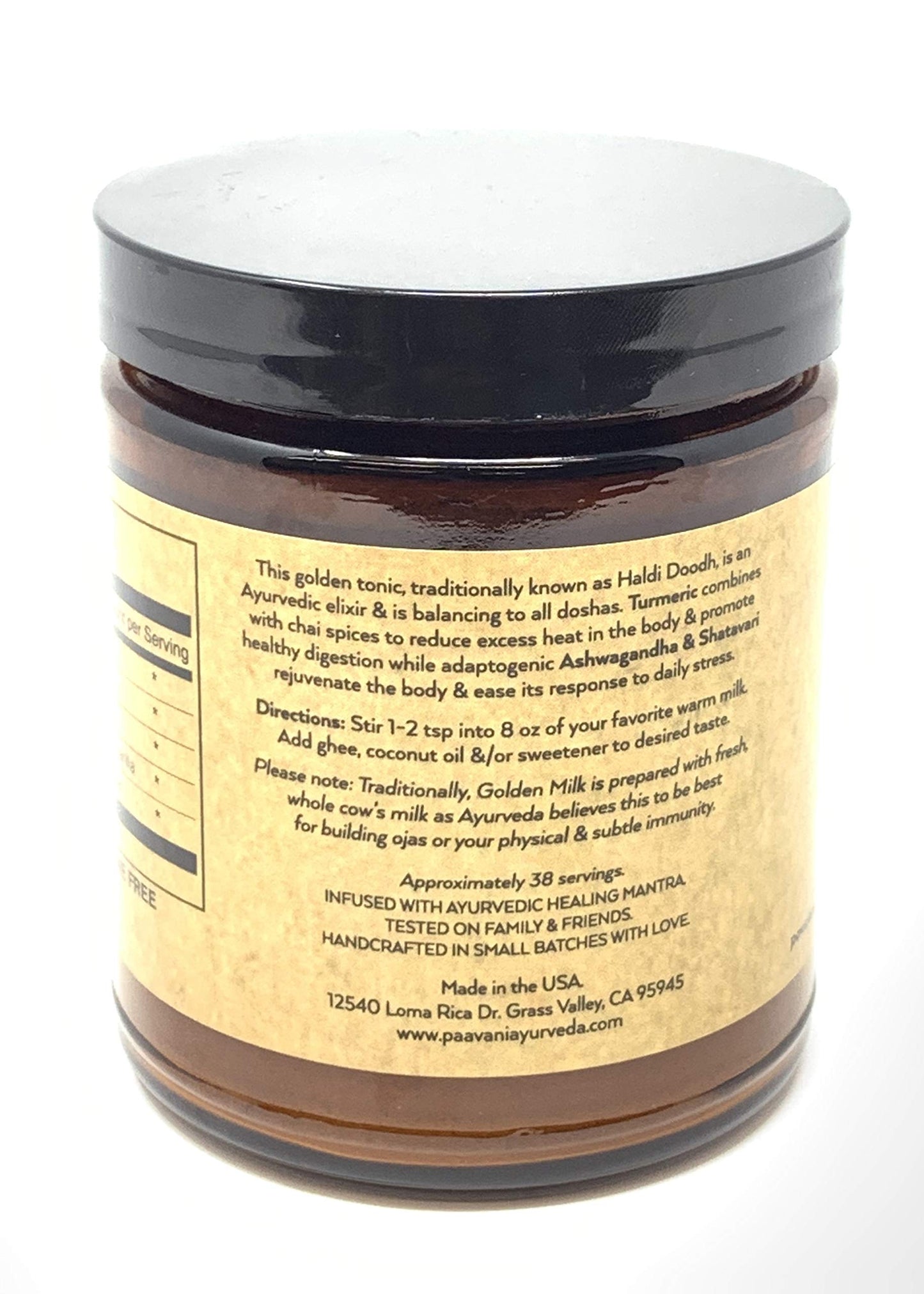 PAAVANI Ayurveda Golden Milk Turmeric & Ashwagandha Blend Powder 3.3 Ounce