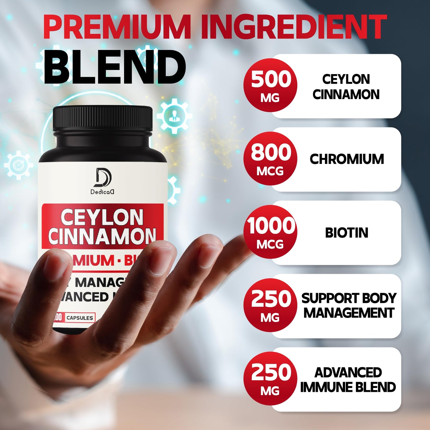 DEDICAD 13in1 Ceylon Cinnamon Capsules, 200 Capsules