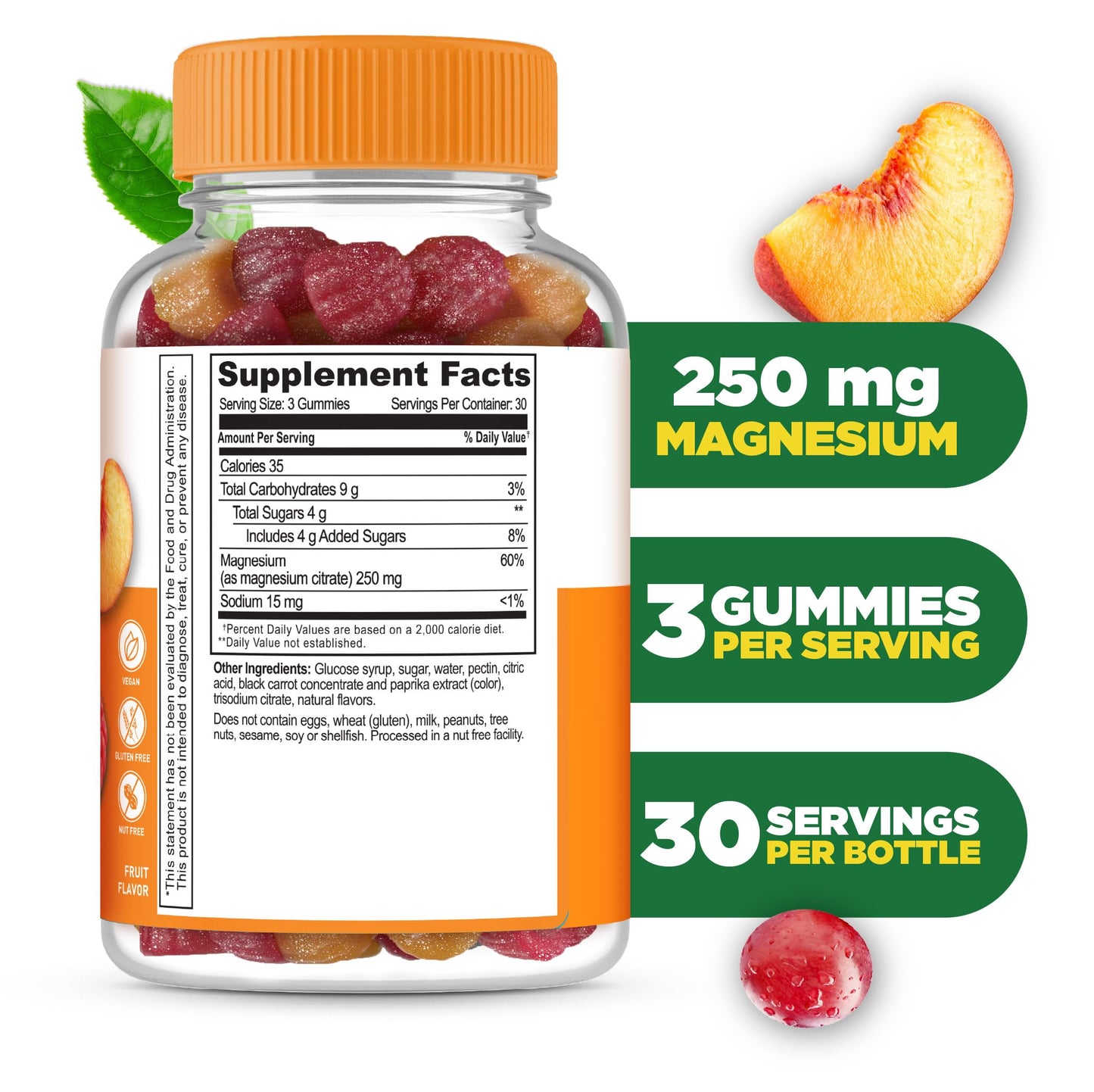 Lifeable Magnesium Citrate Gummies 250mg Elemental Magnesium from 2,130mg Magnesium Citrate, 90 Gummies