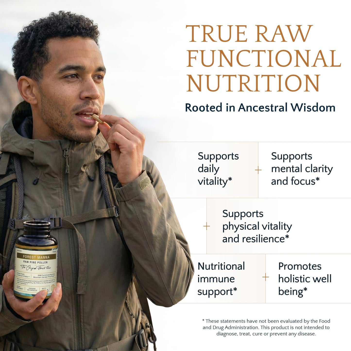 RAW Forest Foods Forest Manna RAW Pine Pollen Capsules 120 Count