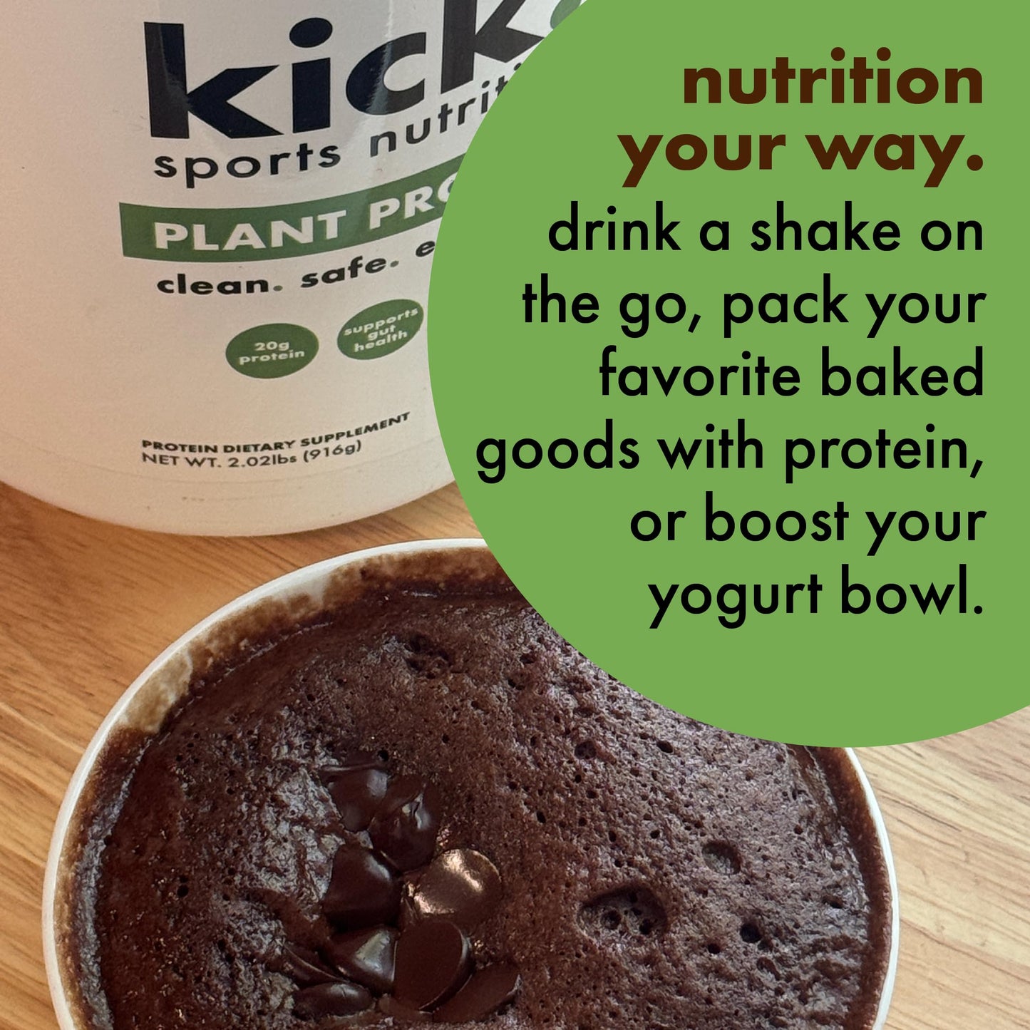 Kick. Sports Nutrition Plant Protein Powder, Chocolate Flavor, Powder, 28 Servings