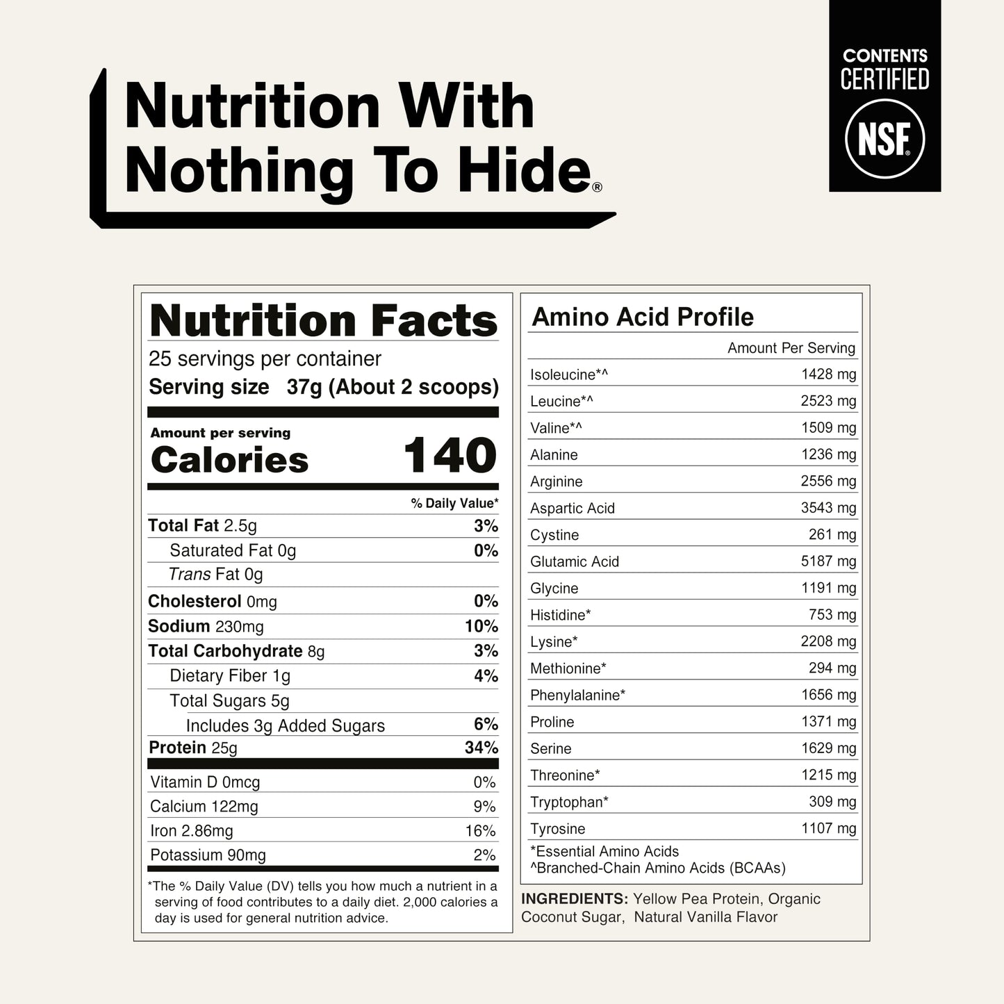 NAKED Vanilla Pea Protein Isolate Protein Powder, 32 Servings