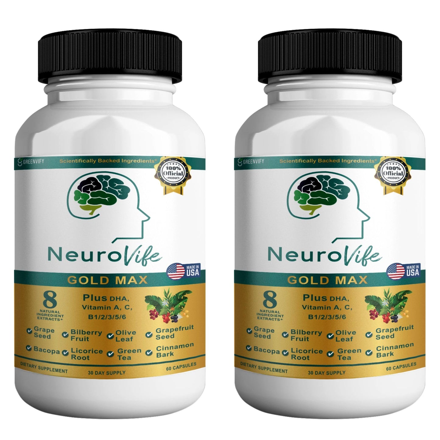 GREENVIFY NeuroVife Gold Max Brain Support Supplement 120 Capsules