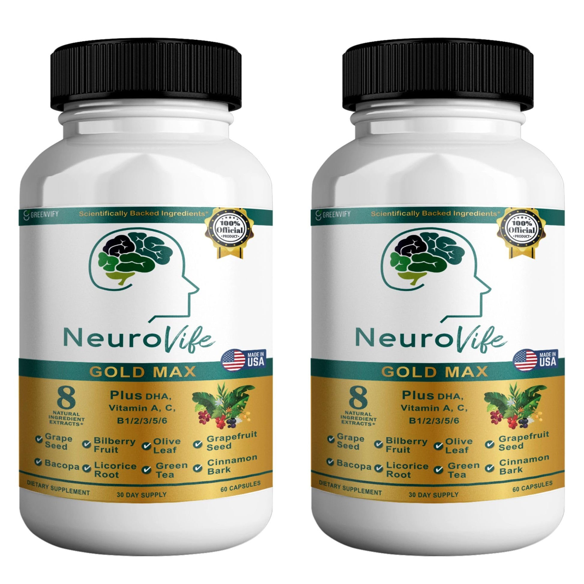 GREENVIFY NeuroVife Gold Max Brain Support Supplement 120 Capsules
