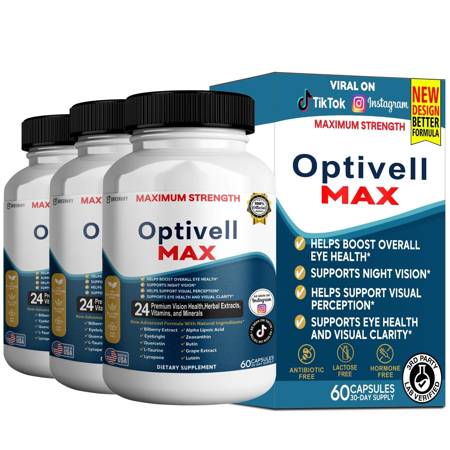 GREENVIFY Optivell MAX Eye Health Supplement Capsules, 60 Capsules