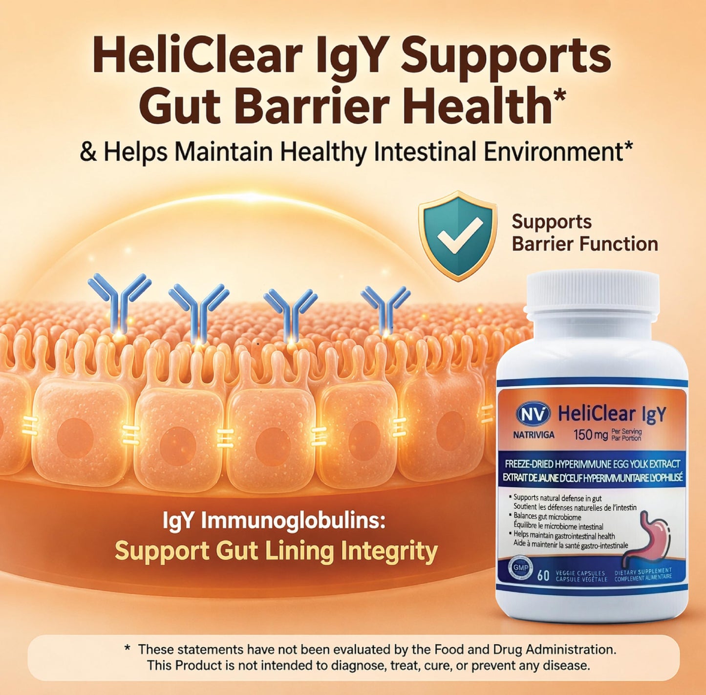 NATRIVIGA Heliclear IgY Capsules, 60 Count