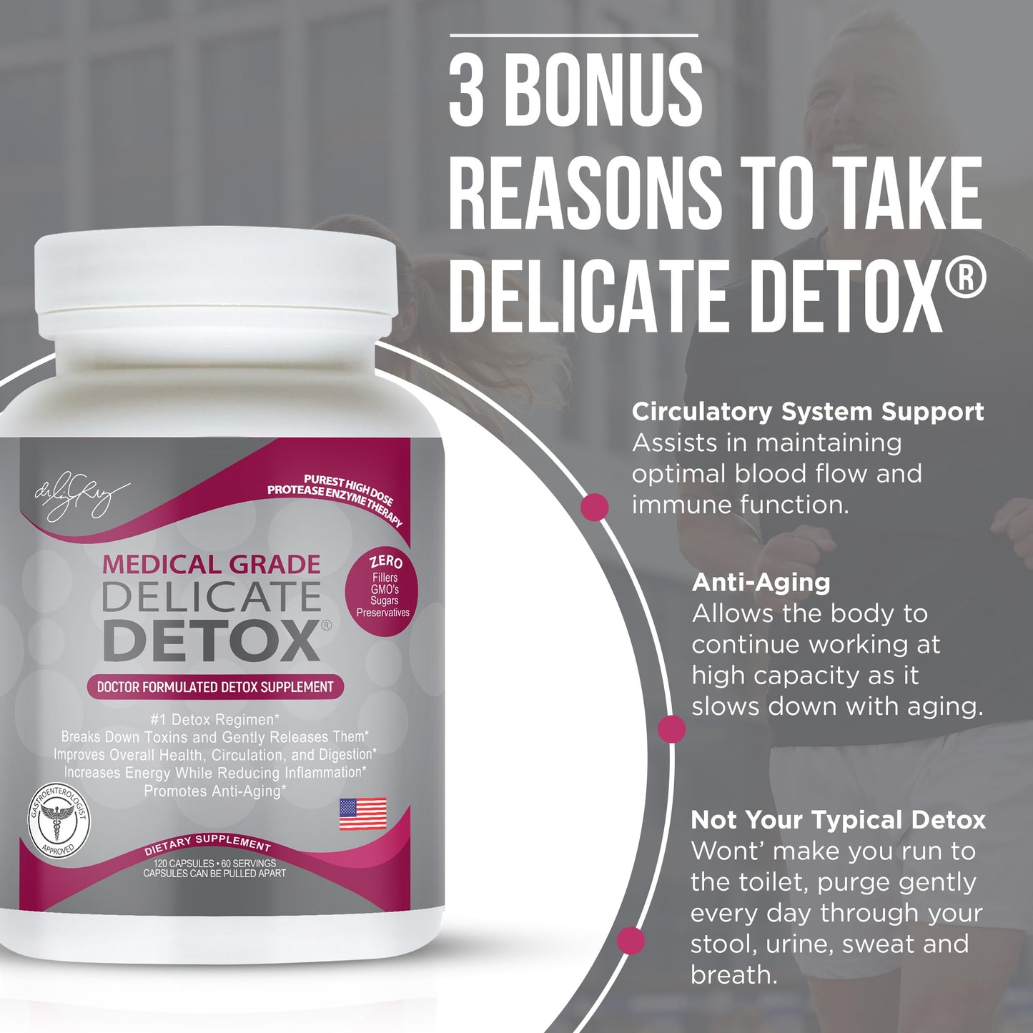 Dr. Liz Cruz Delicate Detox Enzymes Supplement, 120 Veggie Capsules
