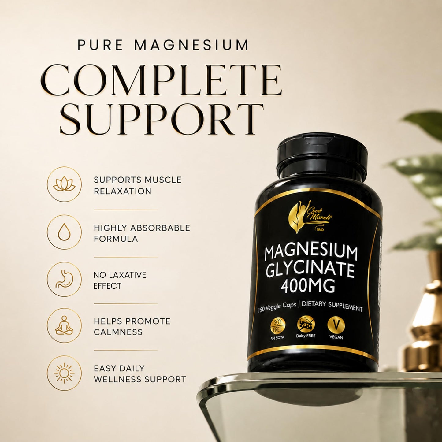 Cocó March N.M.D Magnesium Glycinate 400 mg Capsule, 150 Capsules