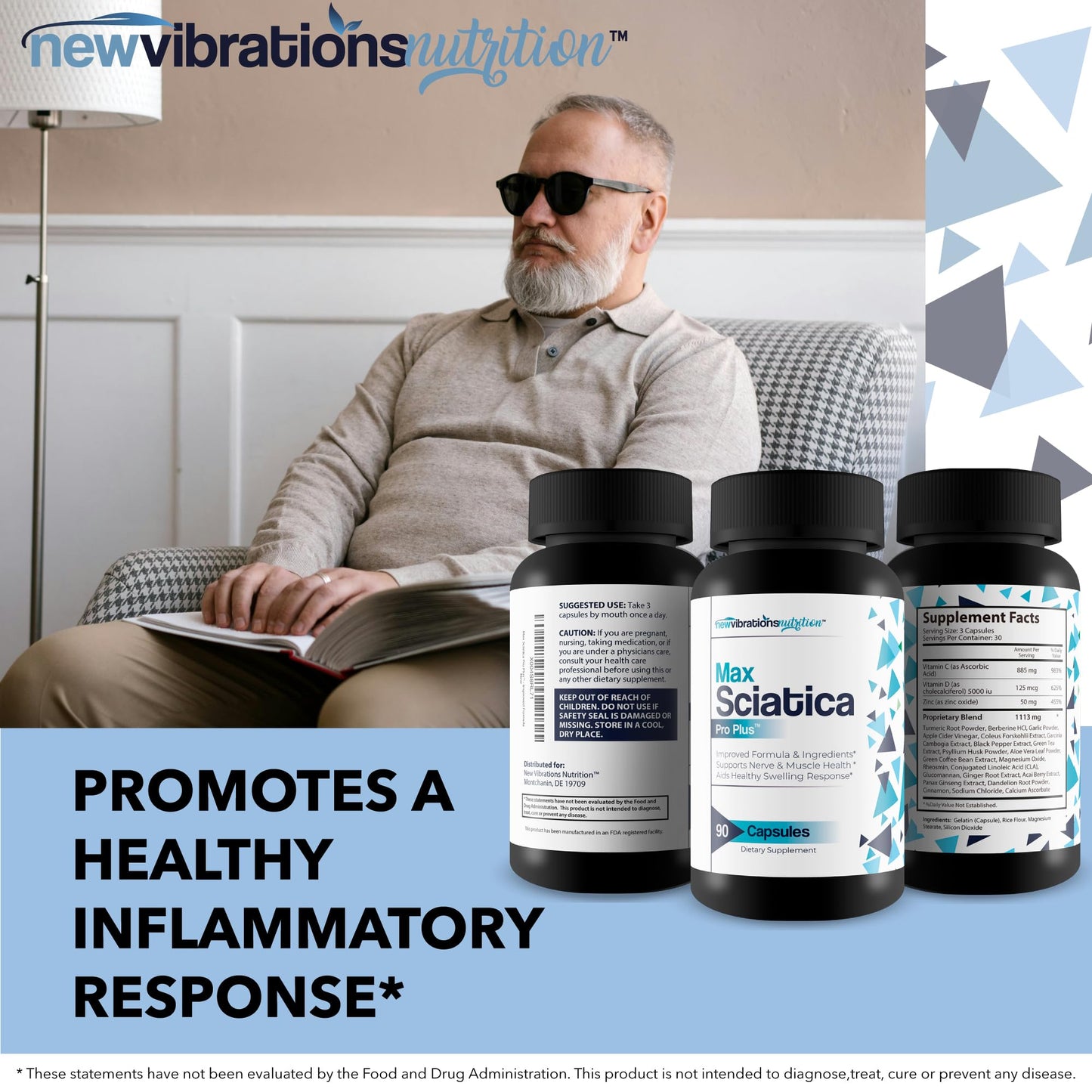 New Vibrations Nutrition Max Sciatica Pro Plus Capsules 90 Count