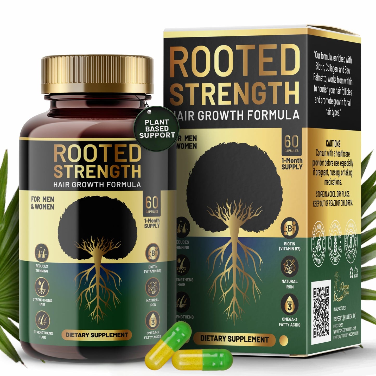 OCEAN VIEW DEEP WAVES POMADE Rooted Strength Hair Growth Vitamins, 60 Capsules