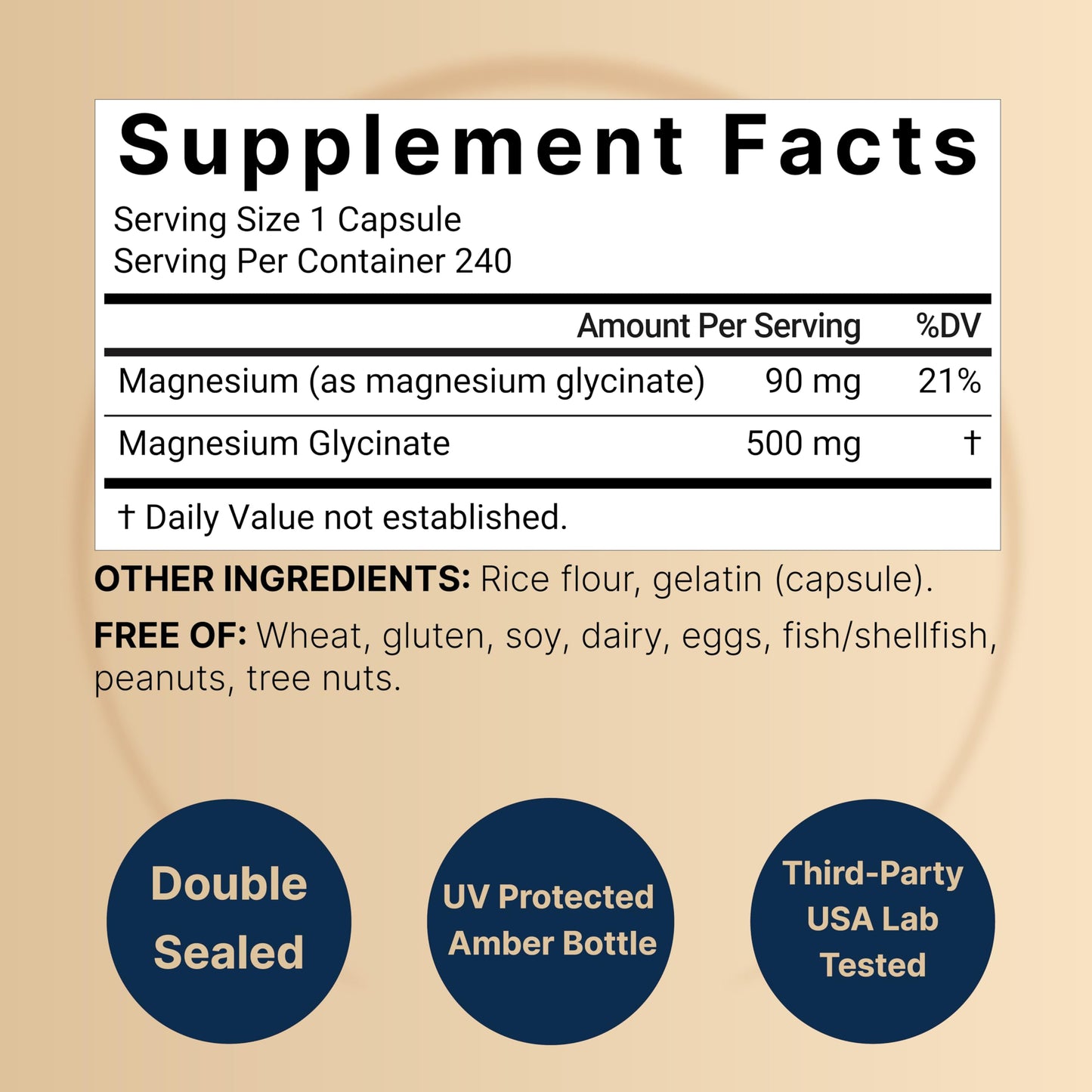 NatureBell Magnesium Glycinate Capsules 500mg, 360 Capsules