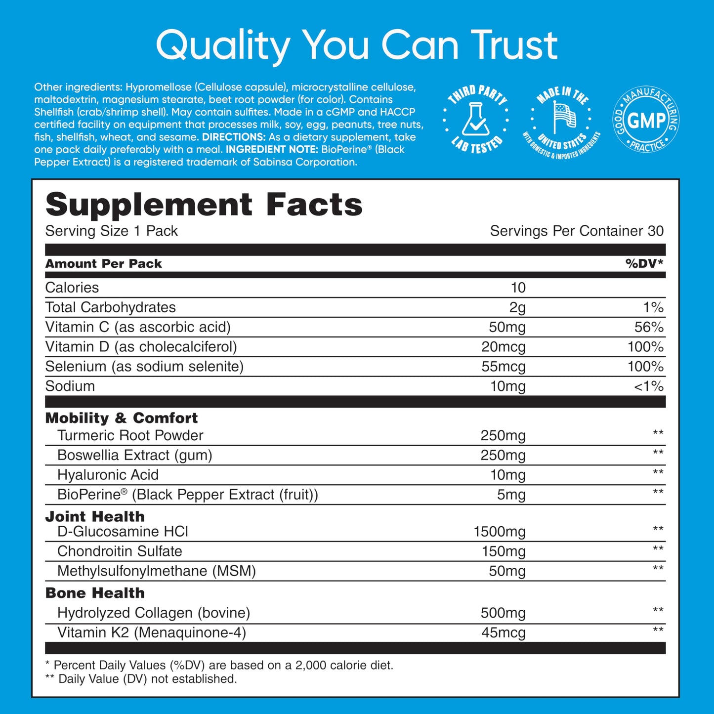 Universal U Mobility & Bone Support Daily Multivitamin 12-in-1 Capsules, 30 Count