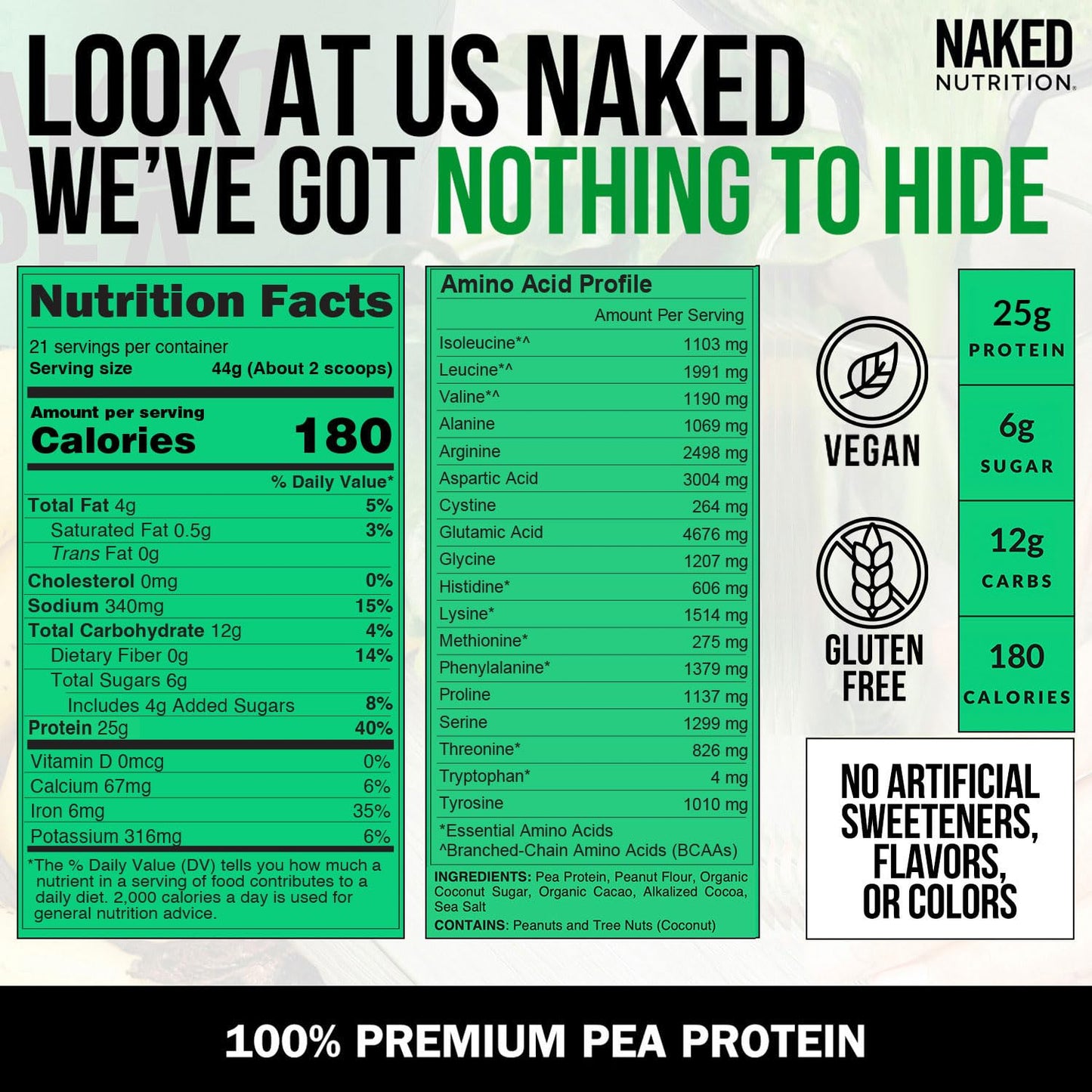 NAKED Pea Protein Powder, Chocolate Peanut Butter, 32 Servings
