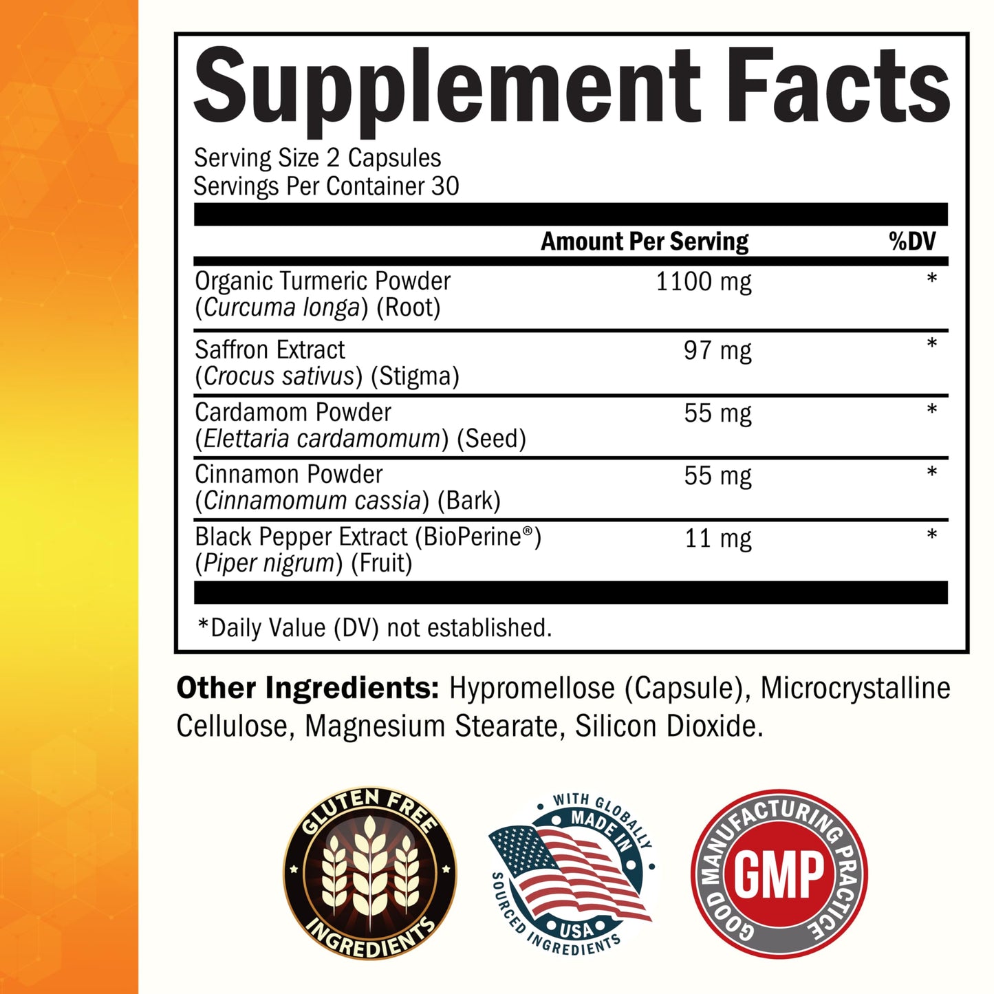 BioSchwartz Turmeric Supplement with Saffron, Cinnamon and Cardamom Plus BioPerine Black Pepper Extract for Optimal Absorption, 60 Capsules