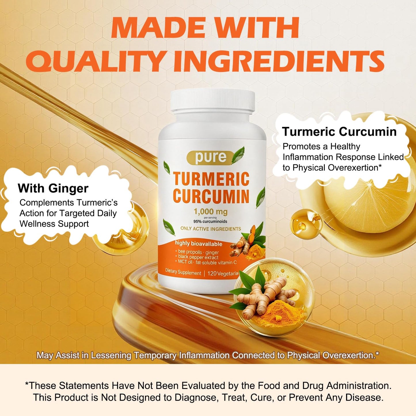 Tnaasmais Turmeric Curcumin Supplement 1000mg with Black Pepper Extract High Absorption 95% Curcuminoids Gluten Free Capsules 120 Capsules