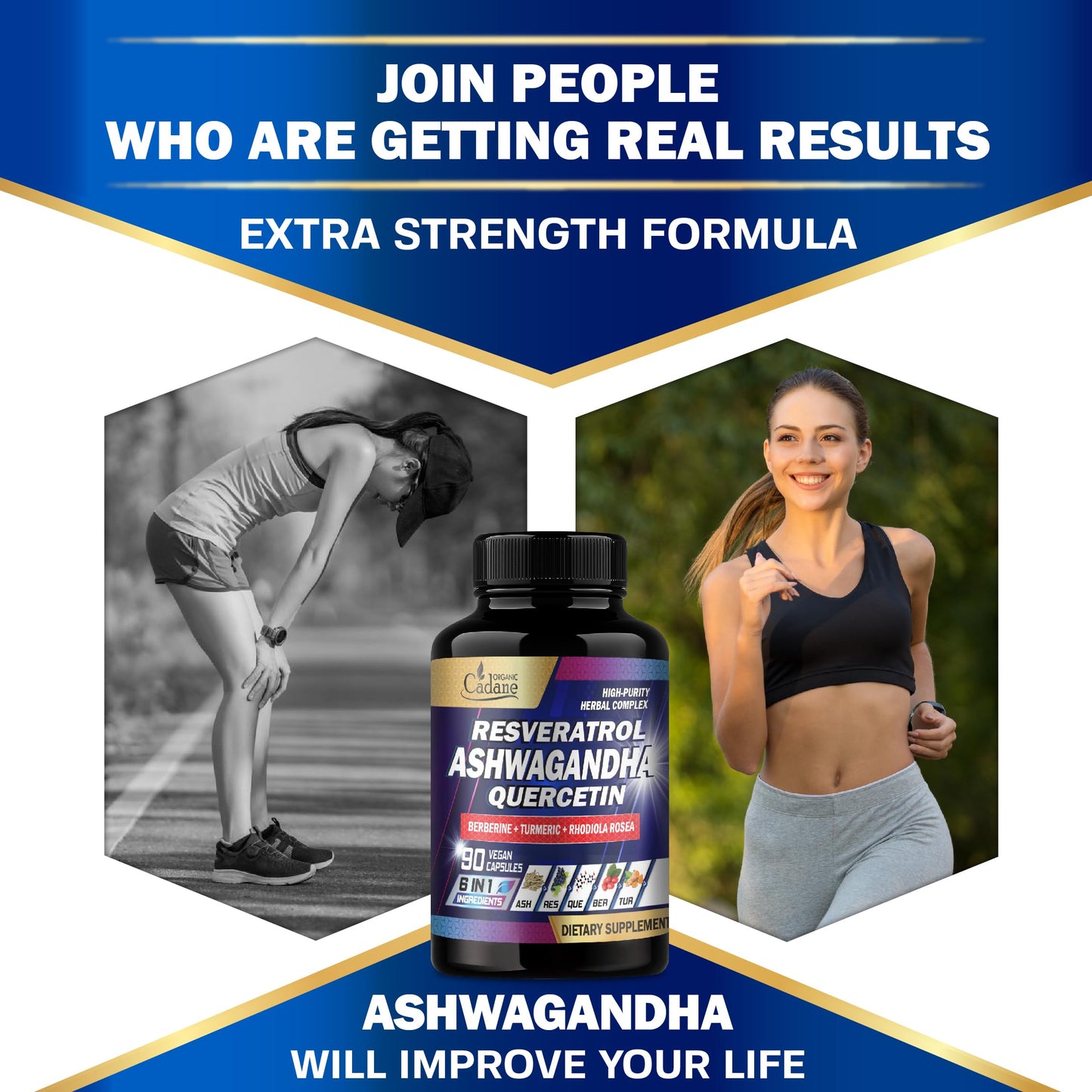 Organic Cadane Ashwagandha Supplements 90 Capsules