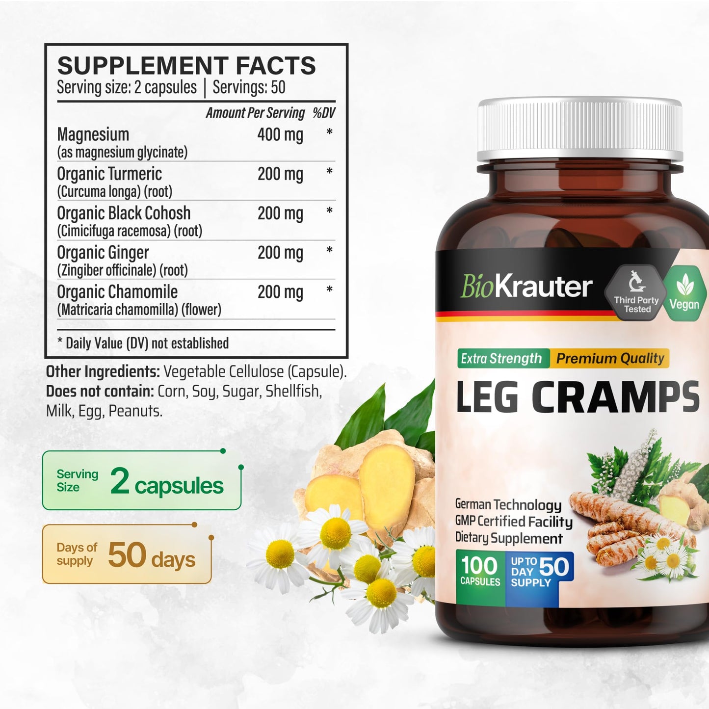 BIO KRAUTER Magnesium Glycinate Capsules 100 Count