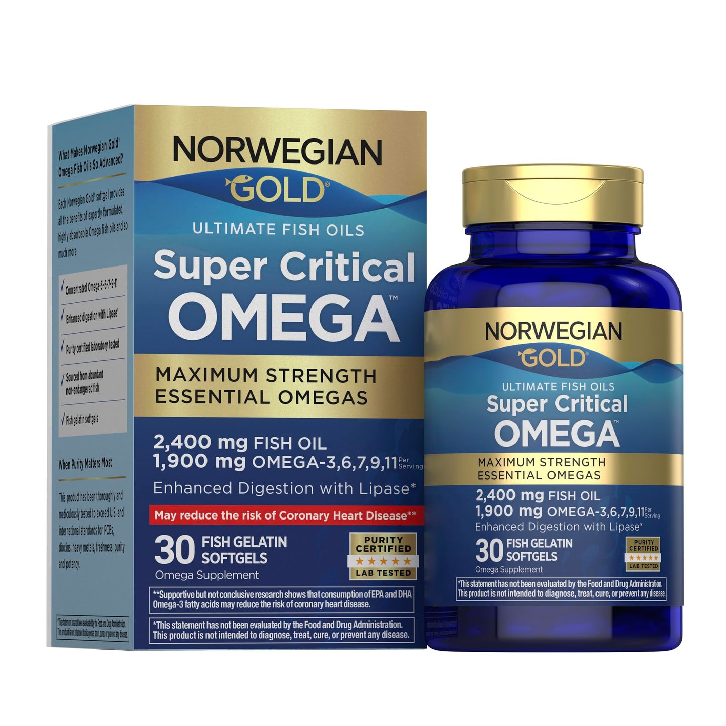 Renew Life Norwegian Gold Fish Oil Super Critical Omega 3 6 7 9 11, 30 Tablets