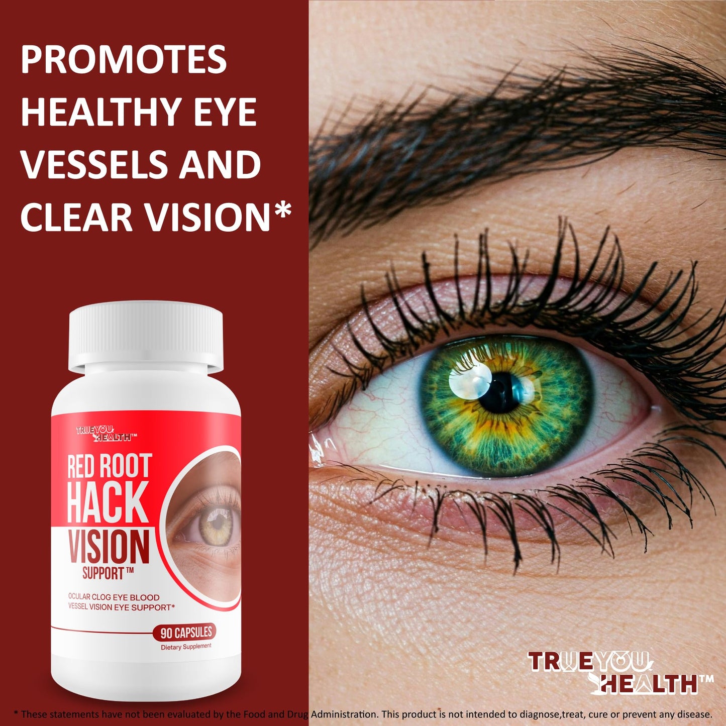 True You Health Red Root Hack Vision Supplement Capsule 90 Count
