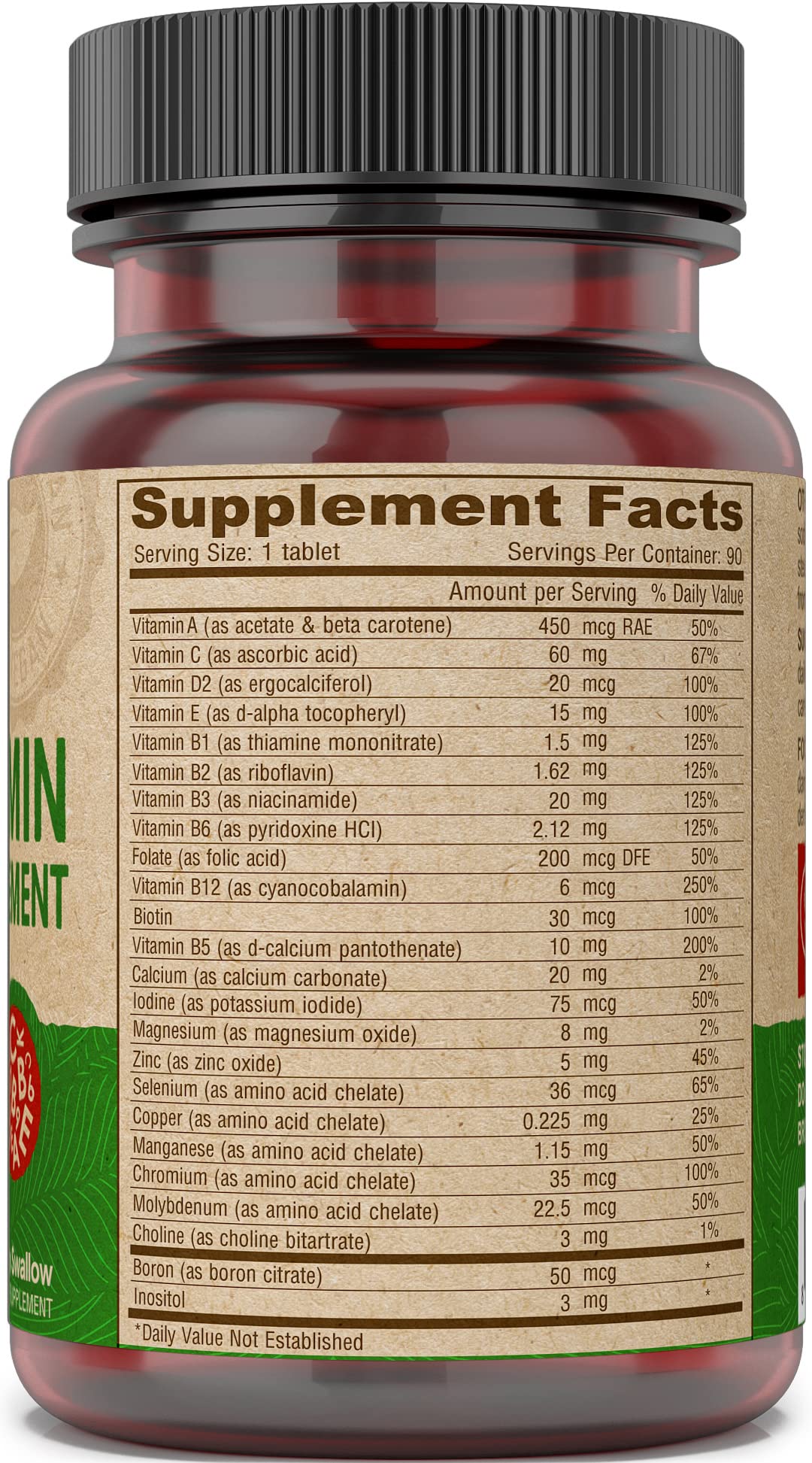 DEVA Vegan Multivitamin and Mineral Supplement Iron-Free Tablets, 90 Count