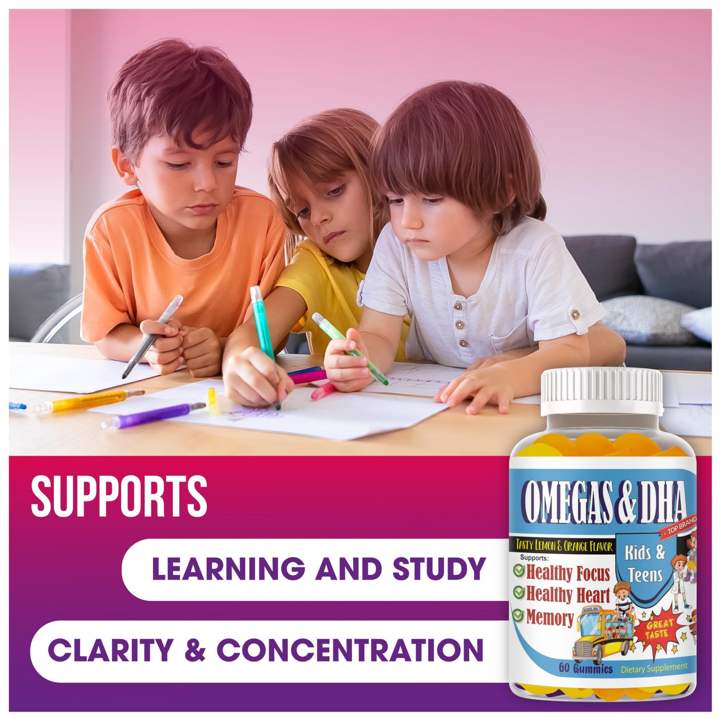Celebrity LifeStyle Product Kids Omega-3 DHA Gummies 60 Count