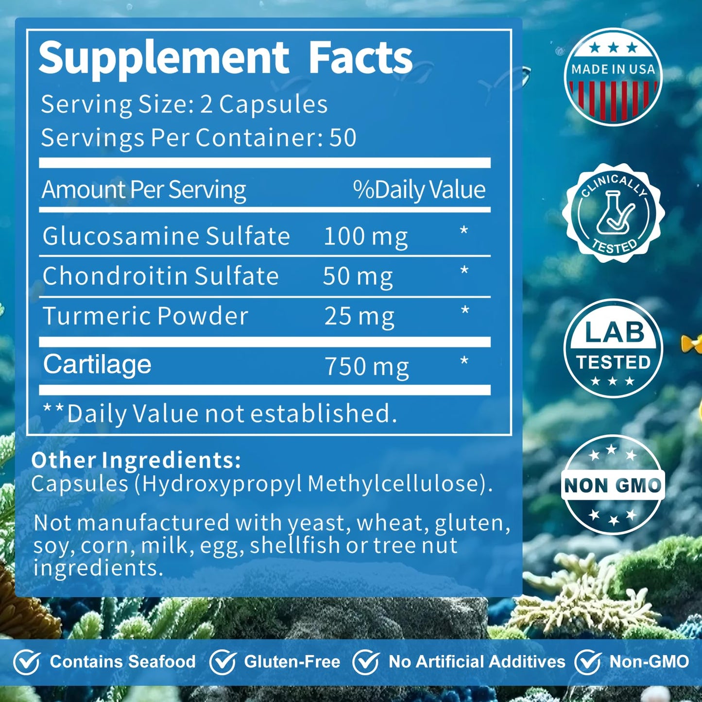 Jkrova Cartilage Joint Support with Glucosamine & Collagen, Capsules, 100 Count