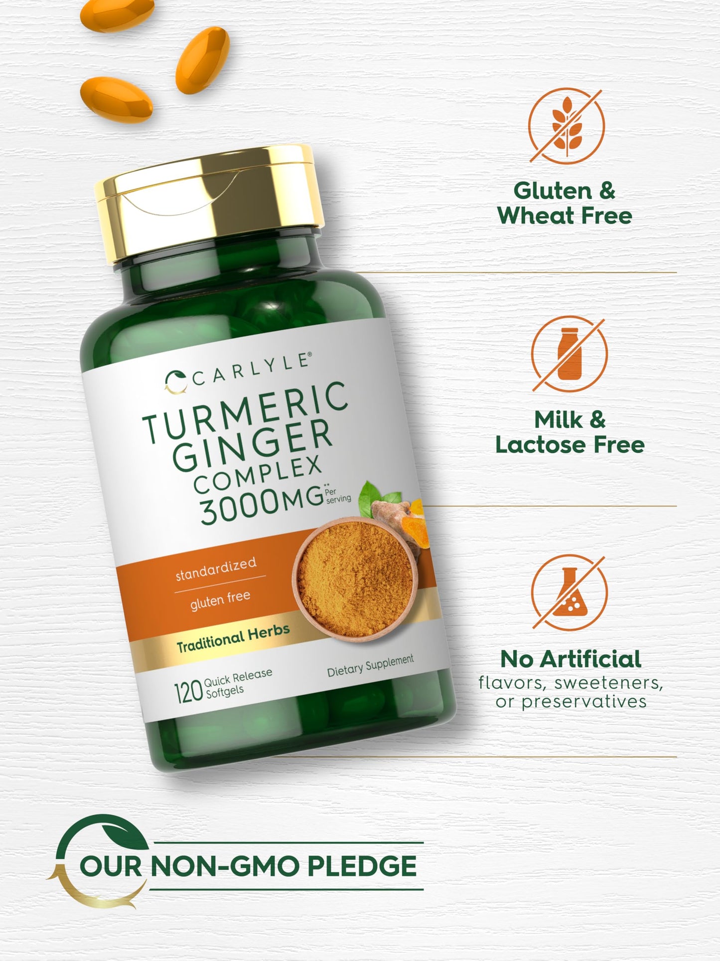 Carlyle Turmeric and Ginger Supplement Softgels 120