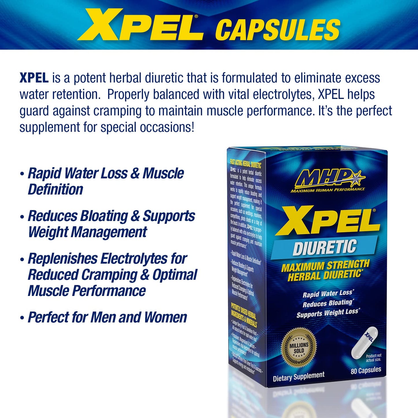 Maximum Human Performance Xpel Maximum Strength Diuretic Capsules 160