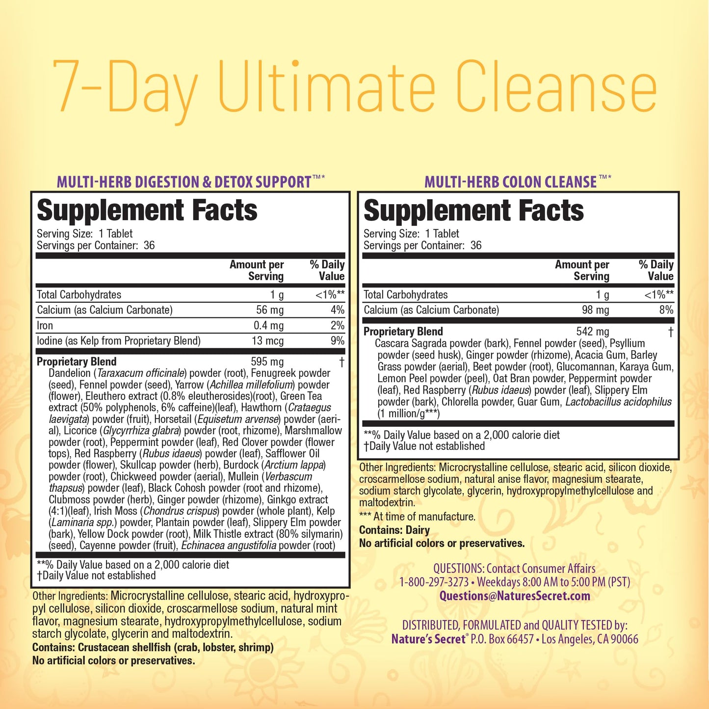 Nature's Secret 7 Day Ultimate Cleanse Tablets 144