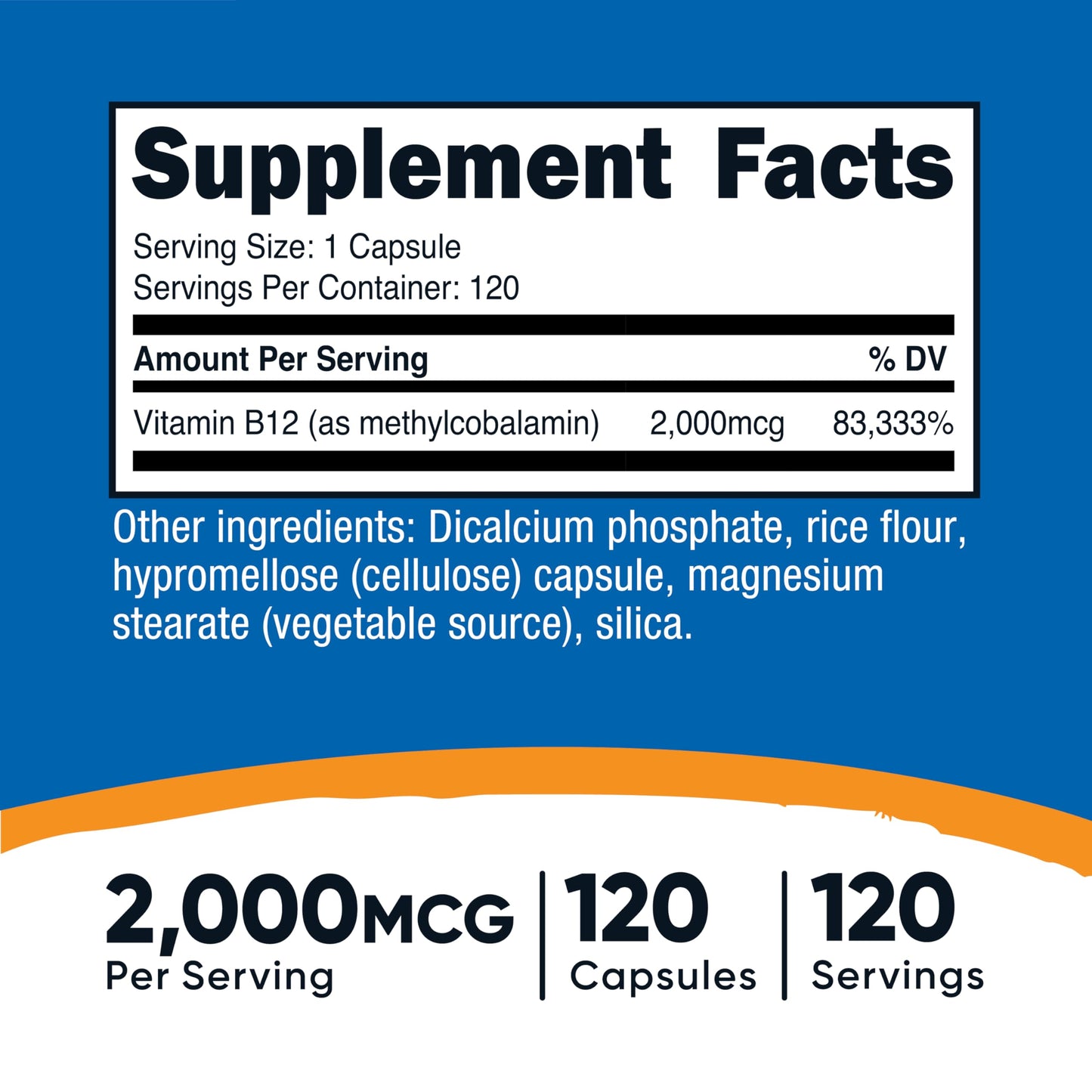 Nutricost Vitamin B12 (Methylcobalamin) 2000mcg, 120 Capsules