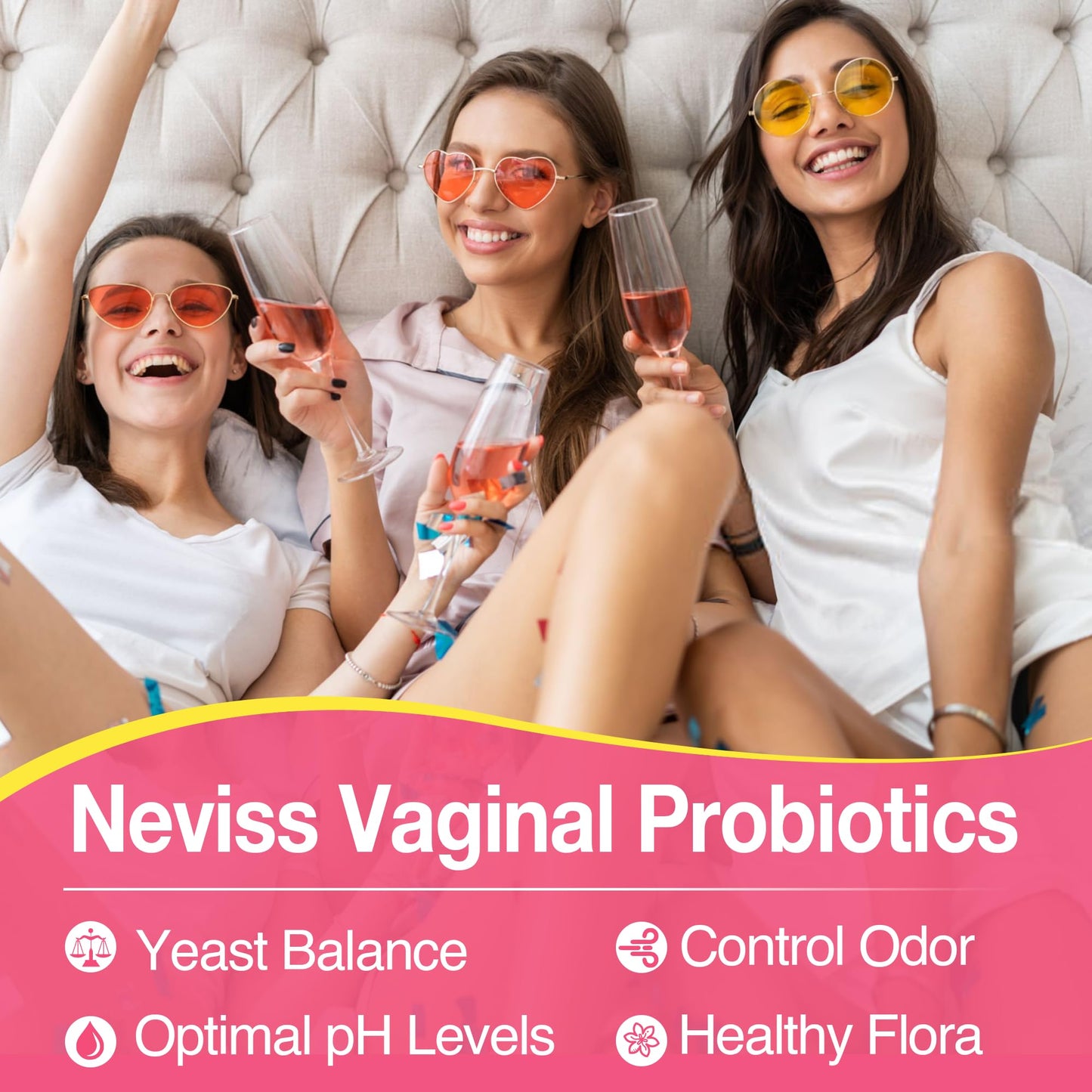 NEVISS Vaginal Probiotics for Women, PH Balance Gummies 60 Count