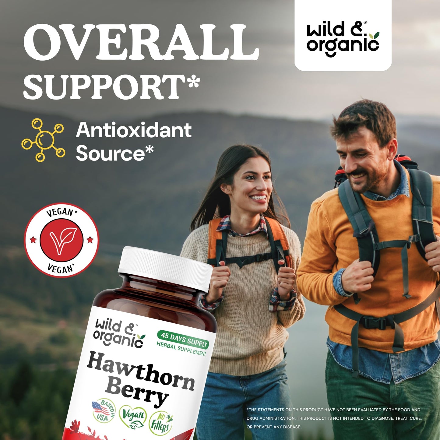 Wild & Organic Hawthorn Berry Capsules 1200mg, 90 Count