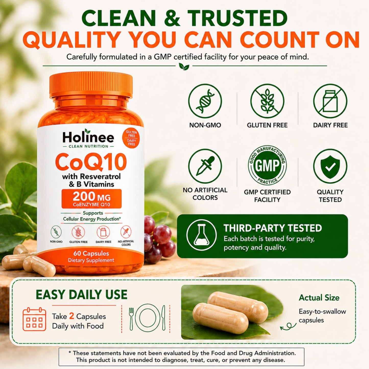 Holinee CoQ10 200mg Capsule, 60 Capsules