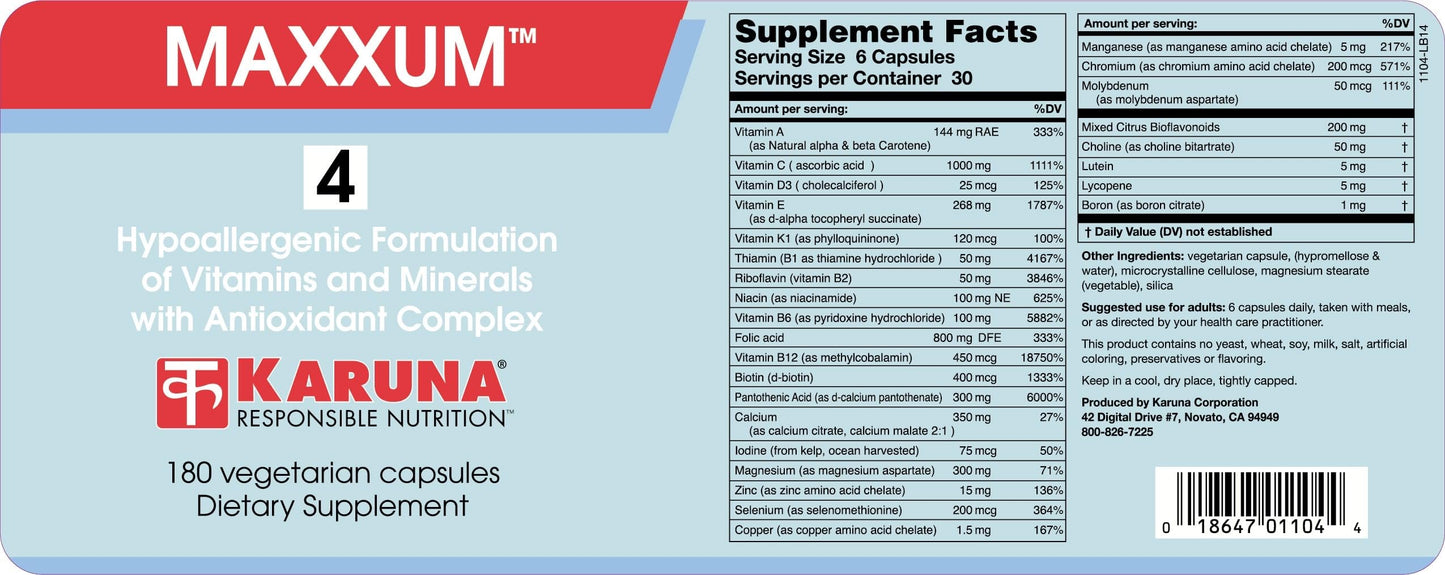 Karuna MAXXUM 4 Vegetarian Capsules 180 Count