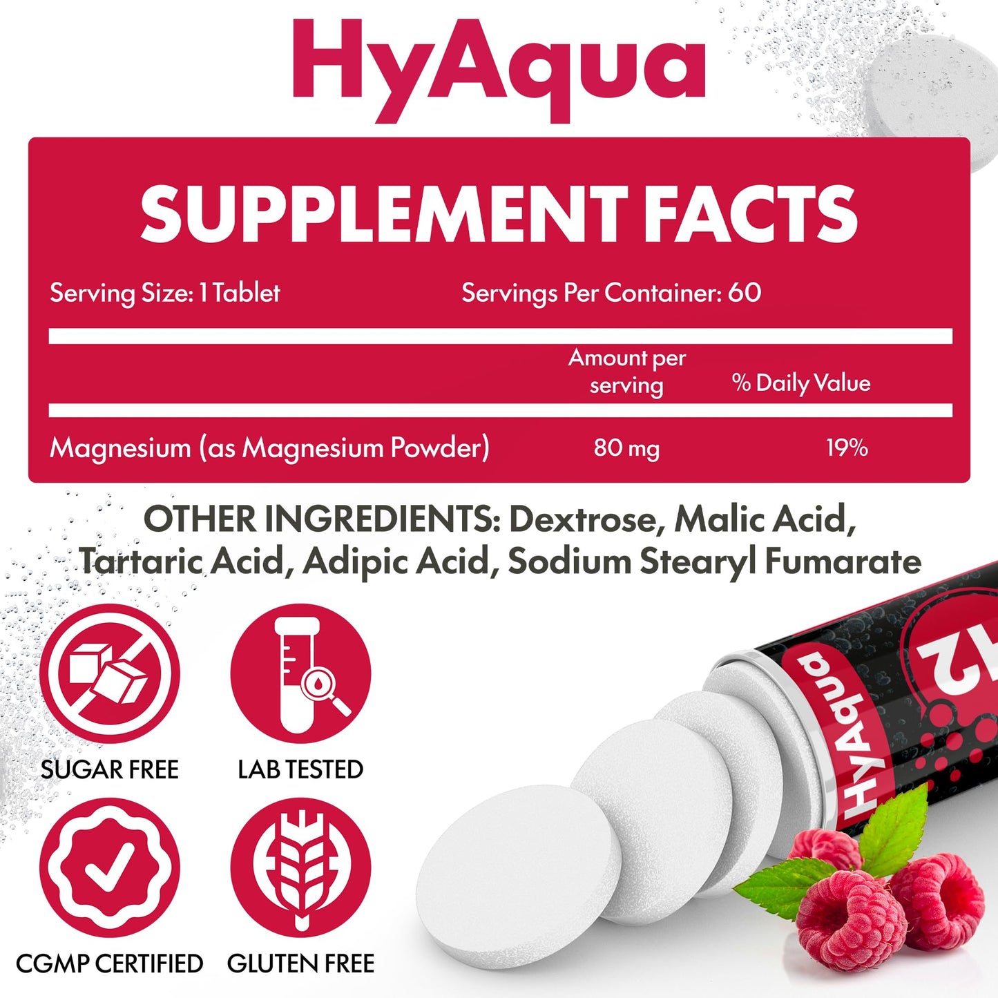 HyAqua Hydrogen Water Tablets with Magnesium, 60 Tablets