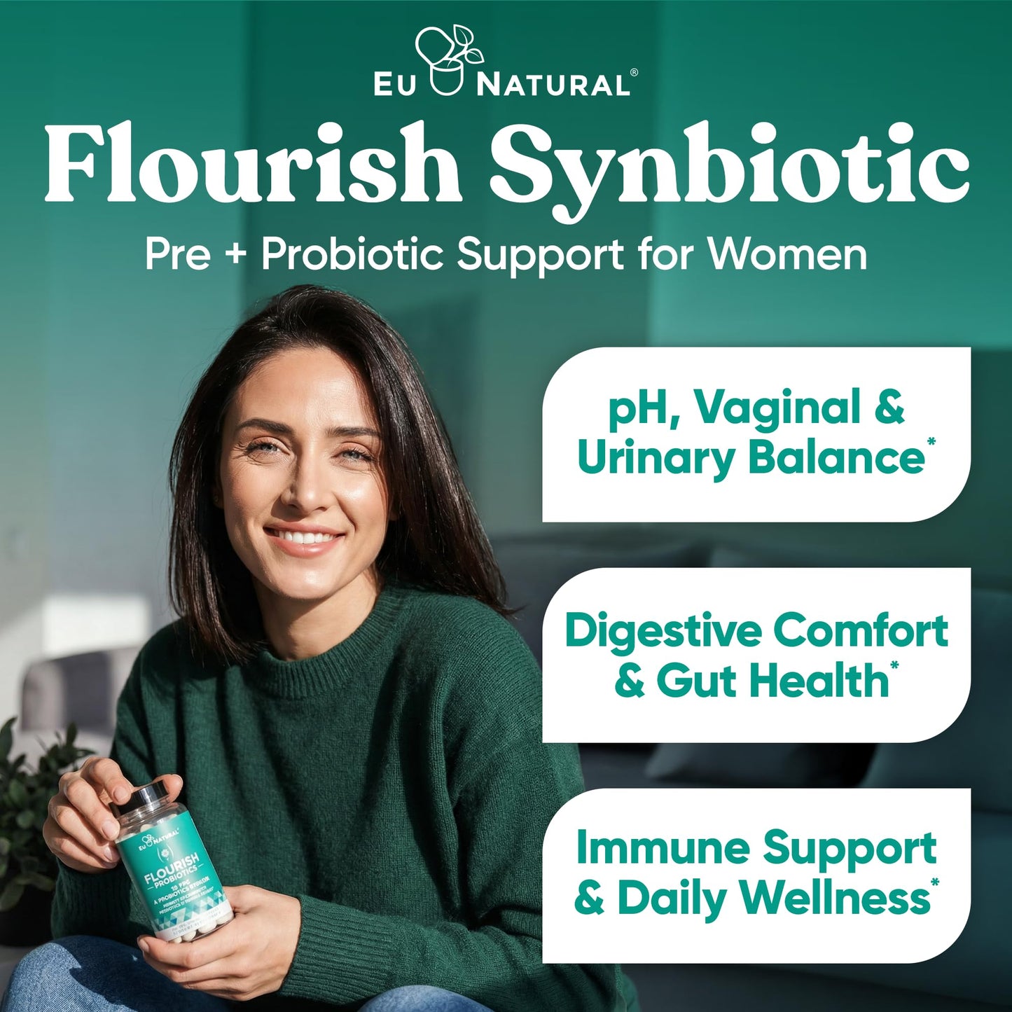 Eu Natural Flourish Probiotics + Prebiotics for Women Capsules 30 Count