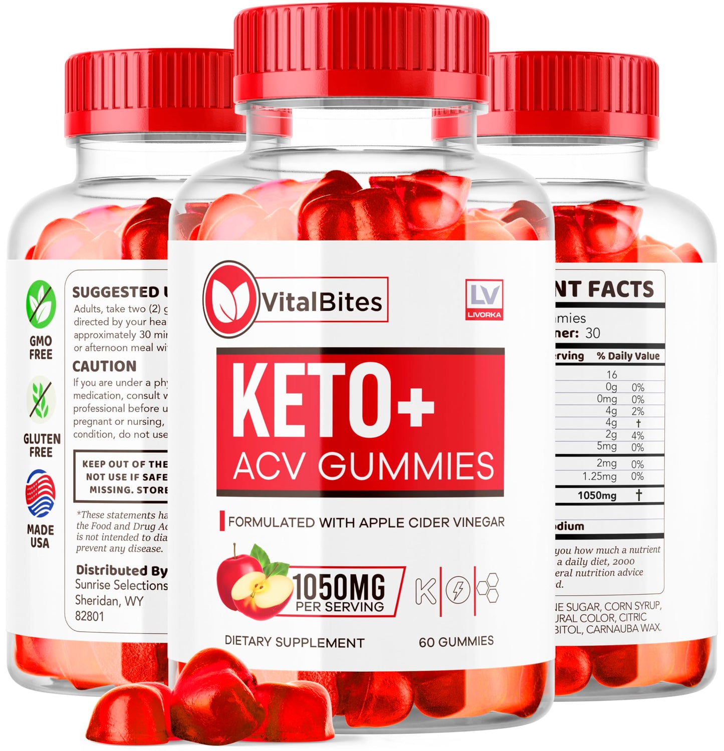 LIVORKA VitalBites Keto ACV Gummies, 180 Gummies
