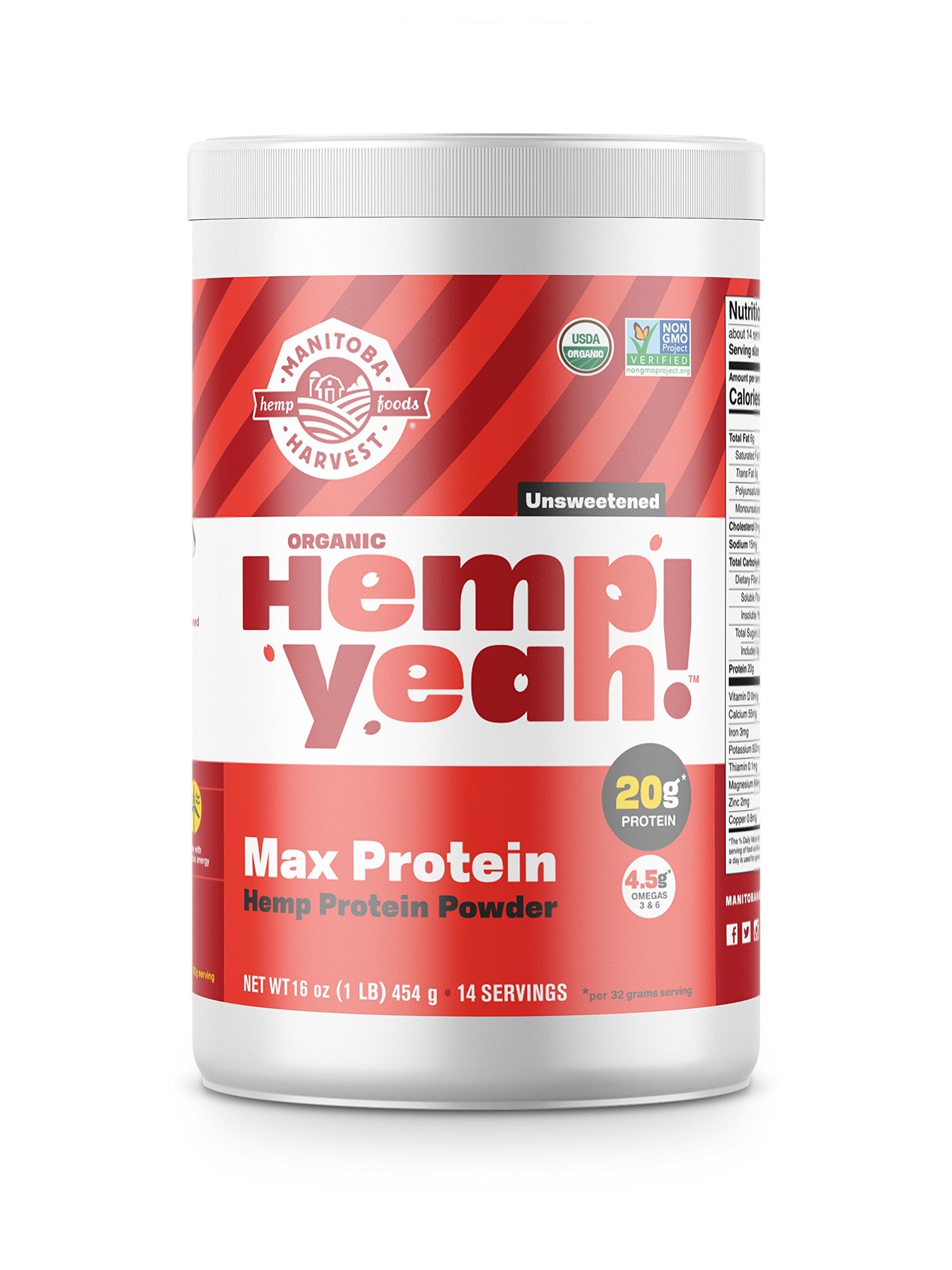 Manitoba Harvest Hemp Yeah! Organic Max Protein Powder, 16 oz
