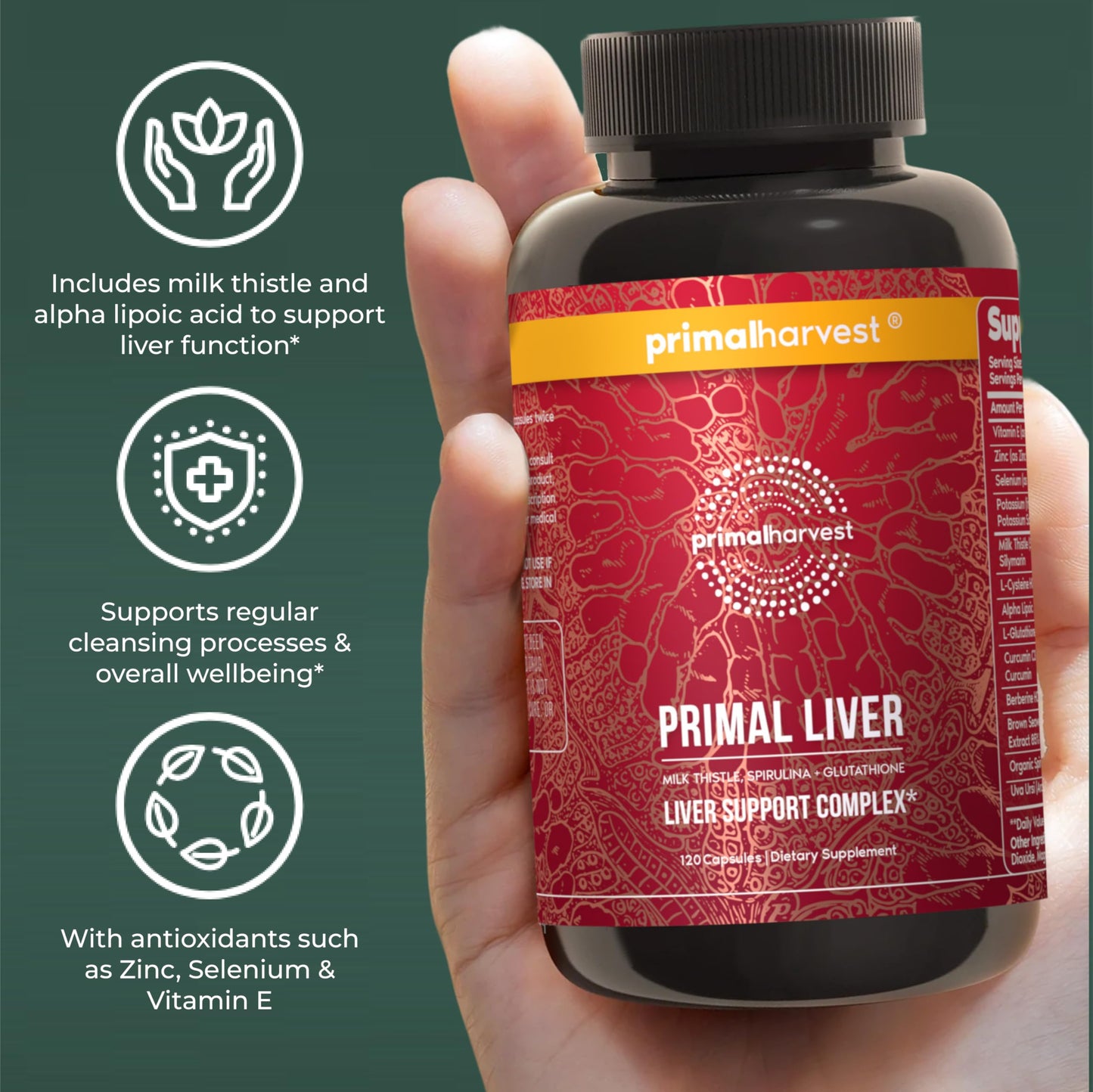 Primal Harvest Primal Liver Liver Supplement Capsule, 120 Count