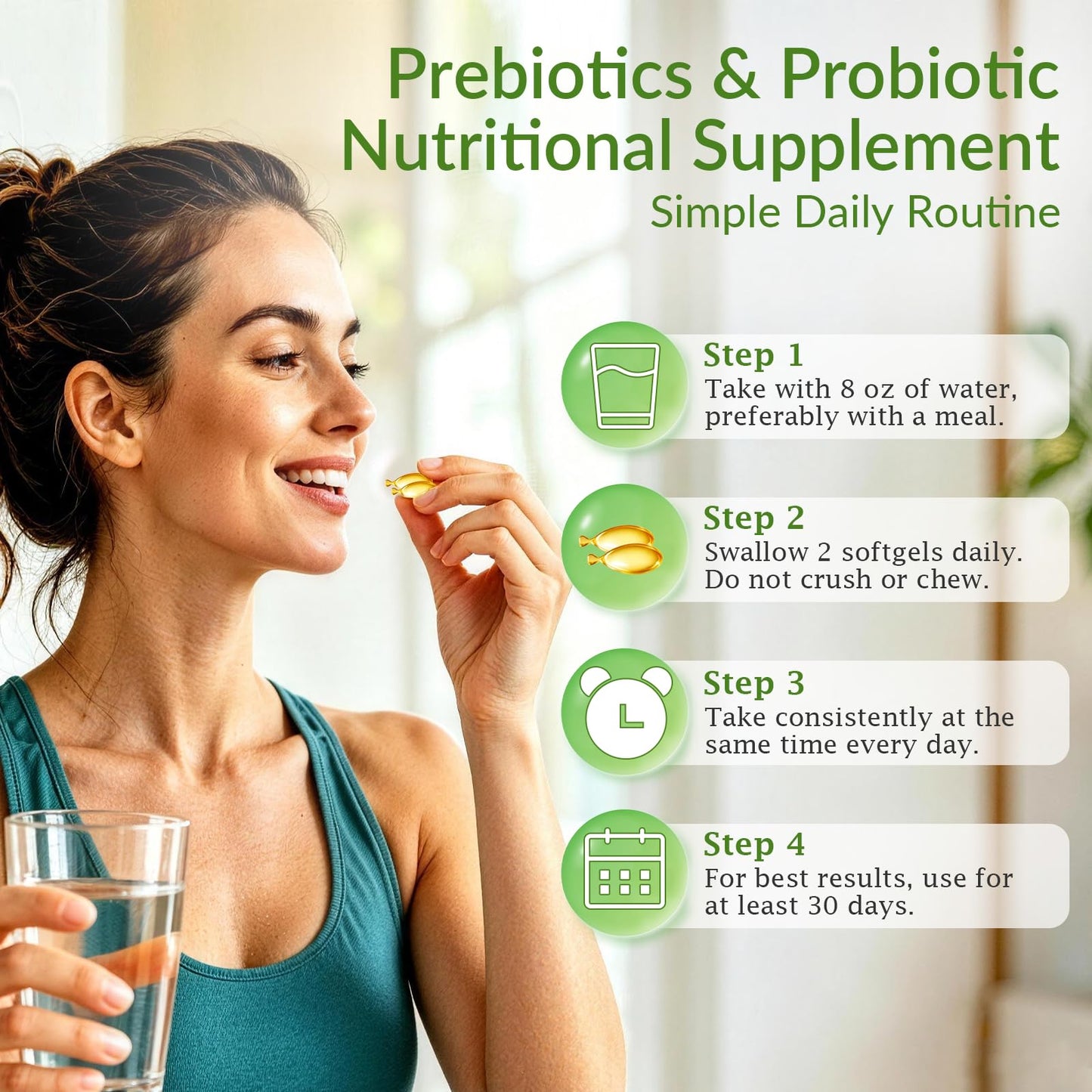 Hotopingre 5-in-1 Probiotic Prebiotic & Postbiotic for Women and Men Softgel 90 Count