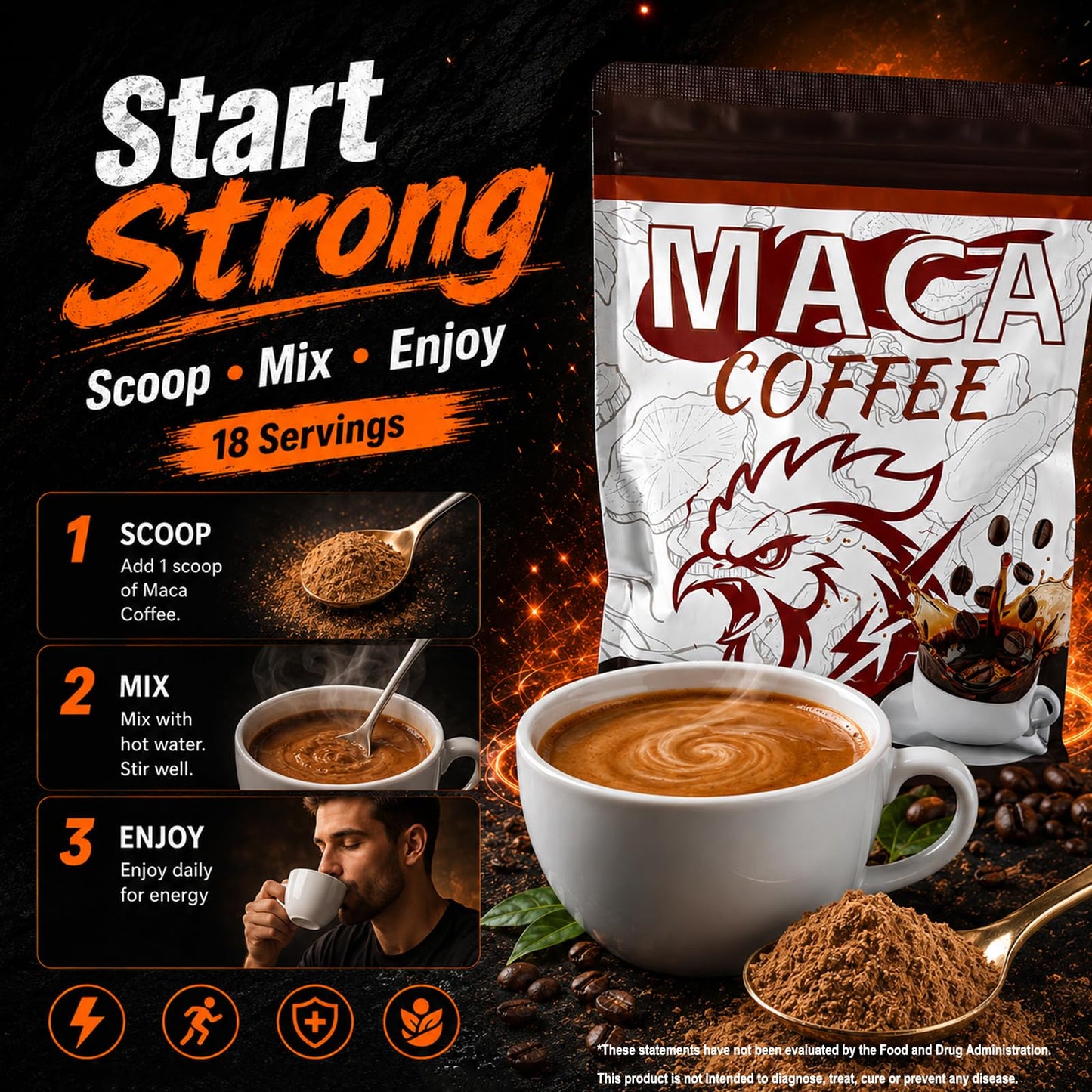 Dr. HR Maca Coffee Energy Boost Powder, 6.35 oz