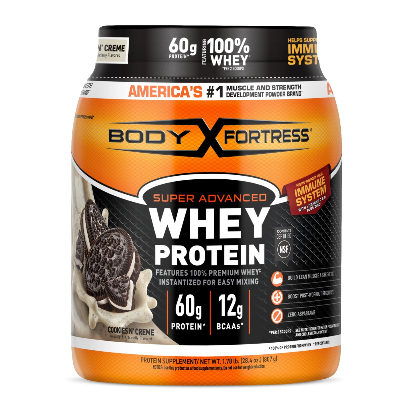 Body Fortress Super Advanced Whey Protein Powder Cookies N’ Creme 28.4 Servings