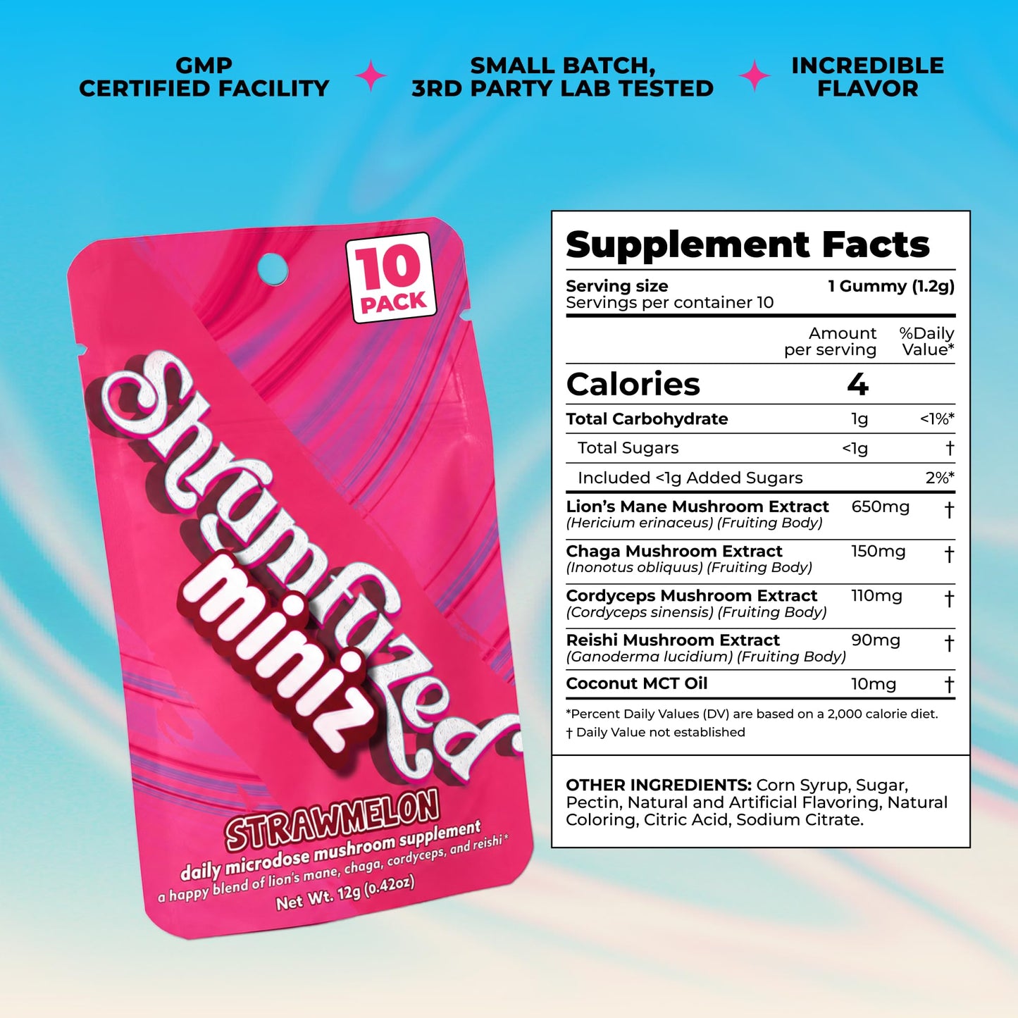 Shrumfuzed Miniz Mushroom Gummies, 10 Gummies