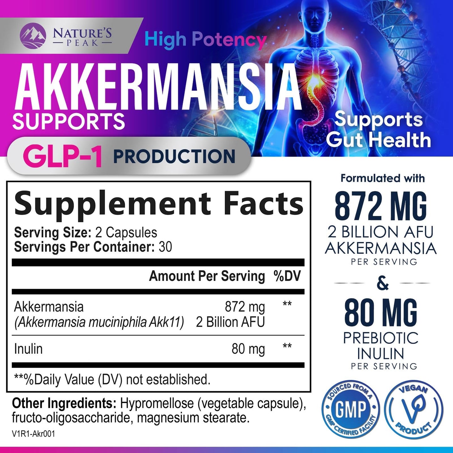 Nature's Peak Akkermansia Probiotic Capsule 60 Count