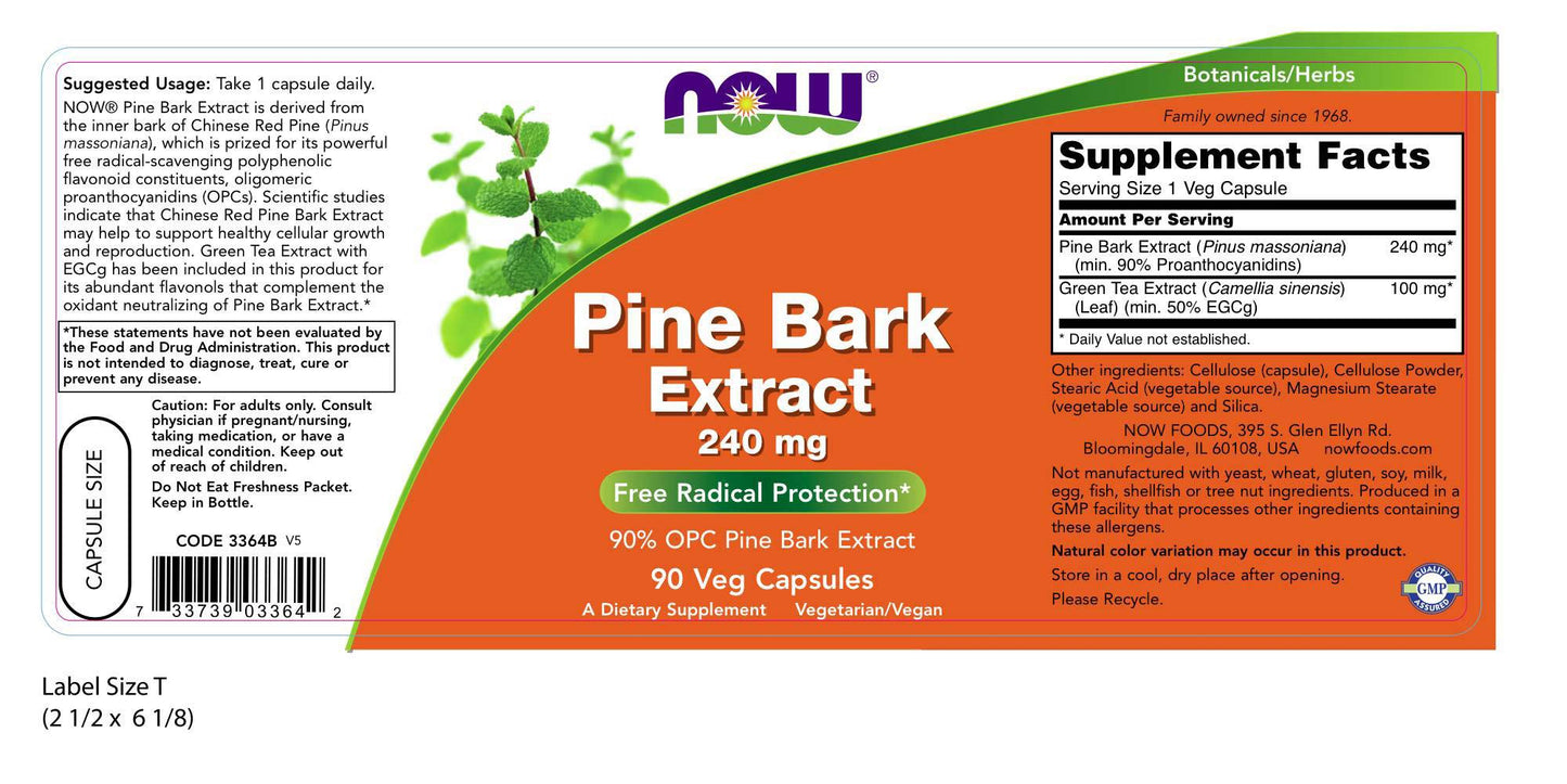 NOW Foods Pine Bark Extract 240 mg Capsule 90 Count