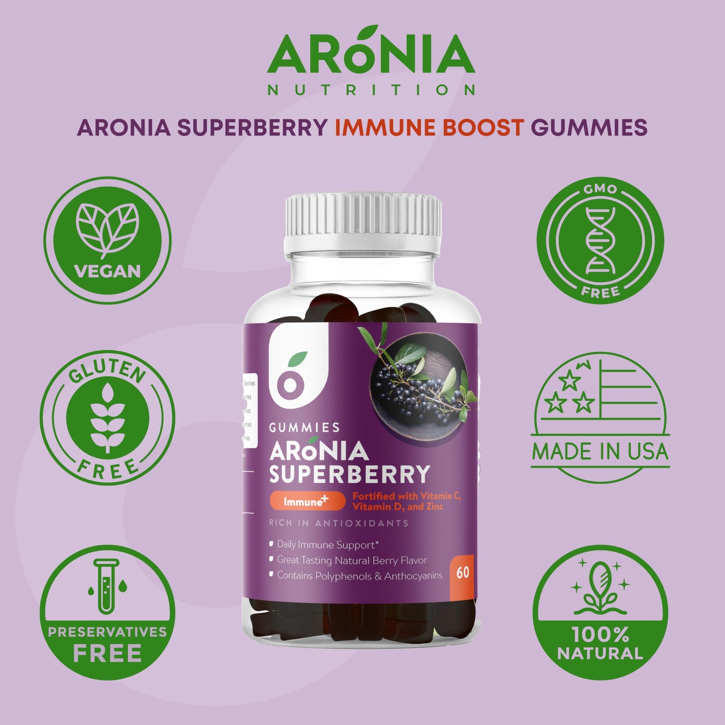 Aronia Nutrition SuperBerry Gummies 60 Gummies