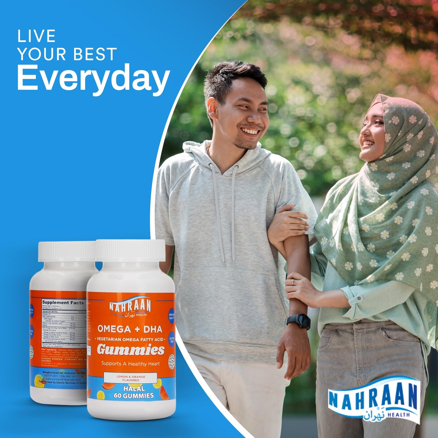 NAHRAAN HEALTH Omega 3 for Adults & Kids - Vegetarian Gummies 60 Count